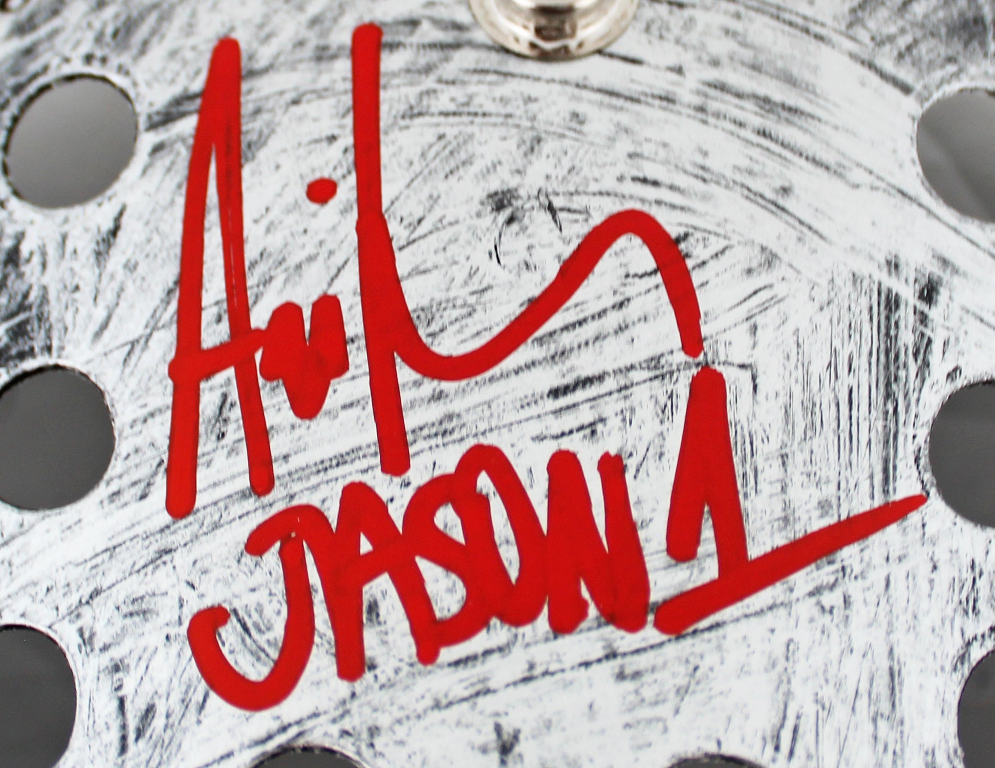 Ari Lehman Friday The 13th "Jason 1" Signed Silver Mask w/ Red Sig BAS Witnessed