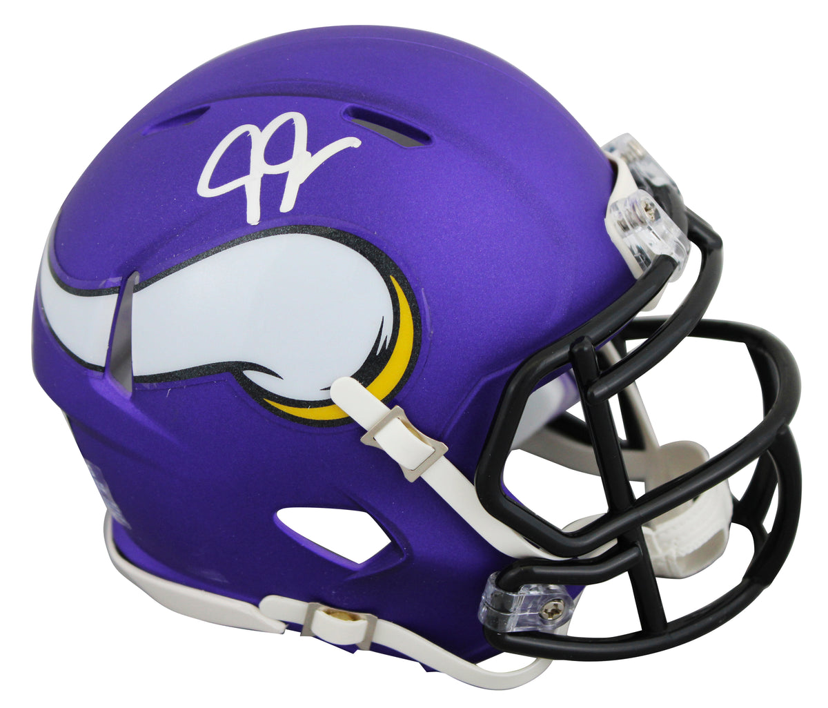 Vikings Justin Jefferson Signed Purple Speed Mini Helmet w/ Case BAS Witnessed