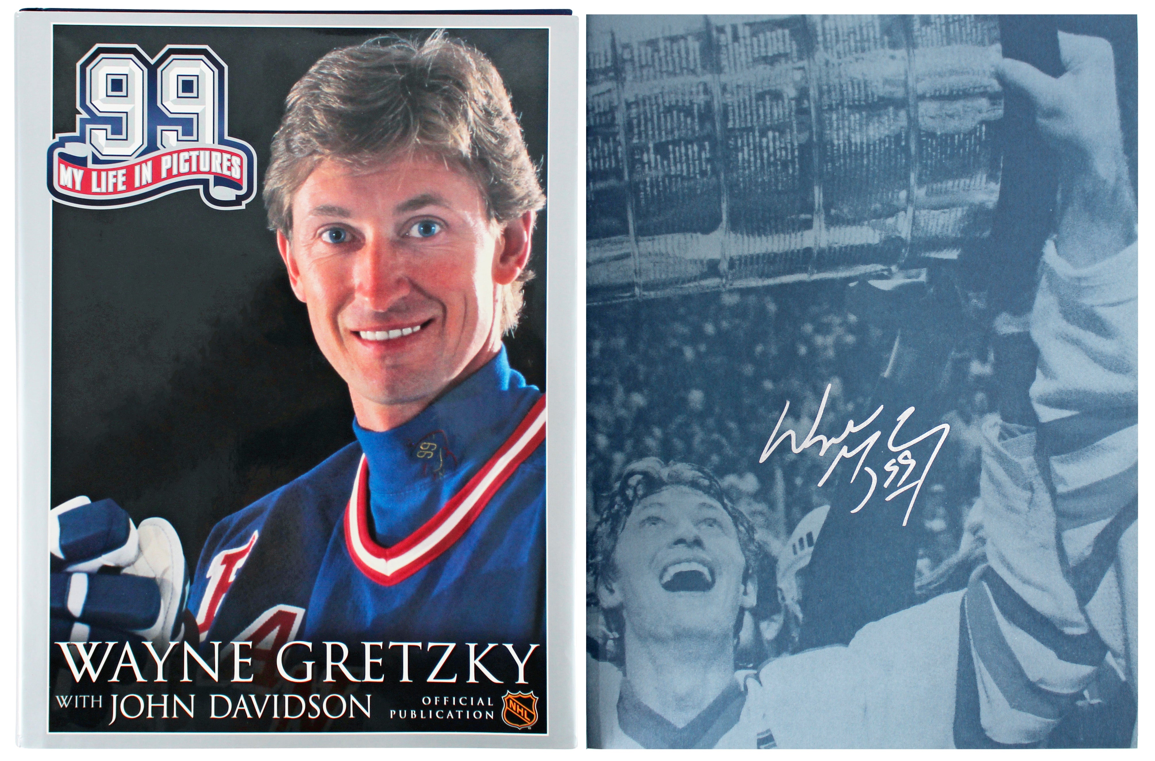 Rangers Wayne Gretzky Signed 99 My Life In Pictures Hard Cover Book BAS #AD64150