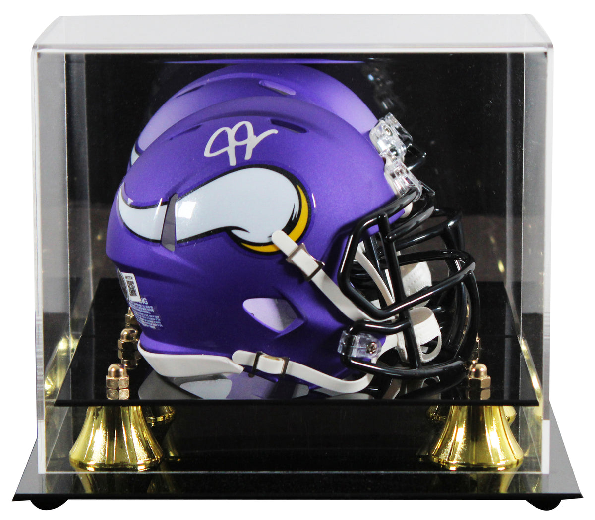 Vikings Justin Jefferson Signed Purple Speed Mini Helmet w/ Case BAS Witnessed