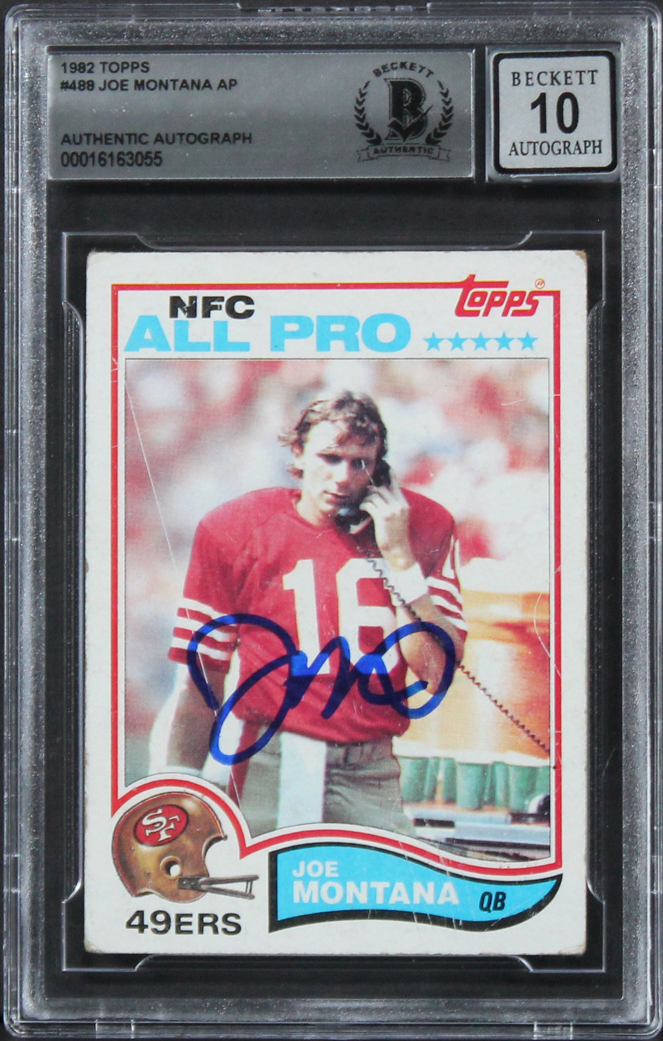 49ers Joe Montana Authentic Signed 1982 Topps #488 Card Auto 10! BAS Slabbed 1