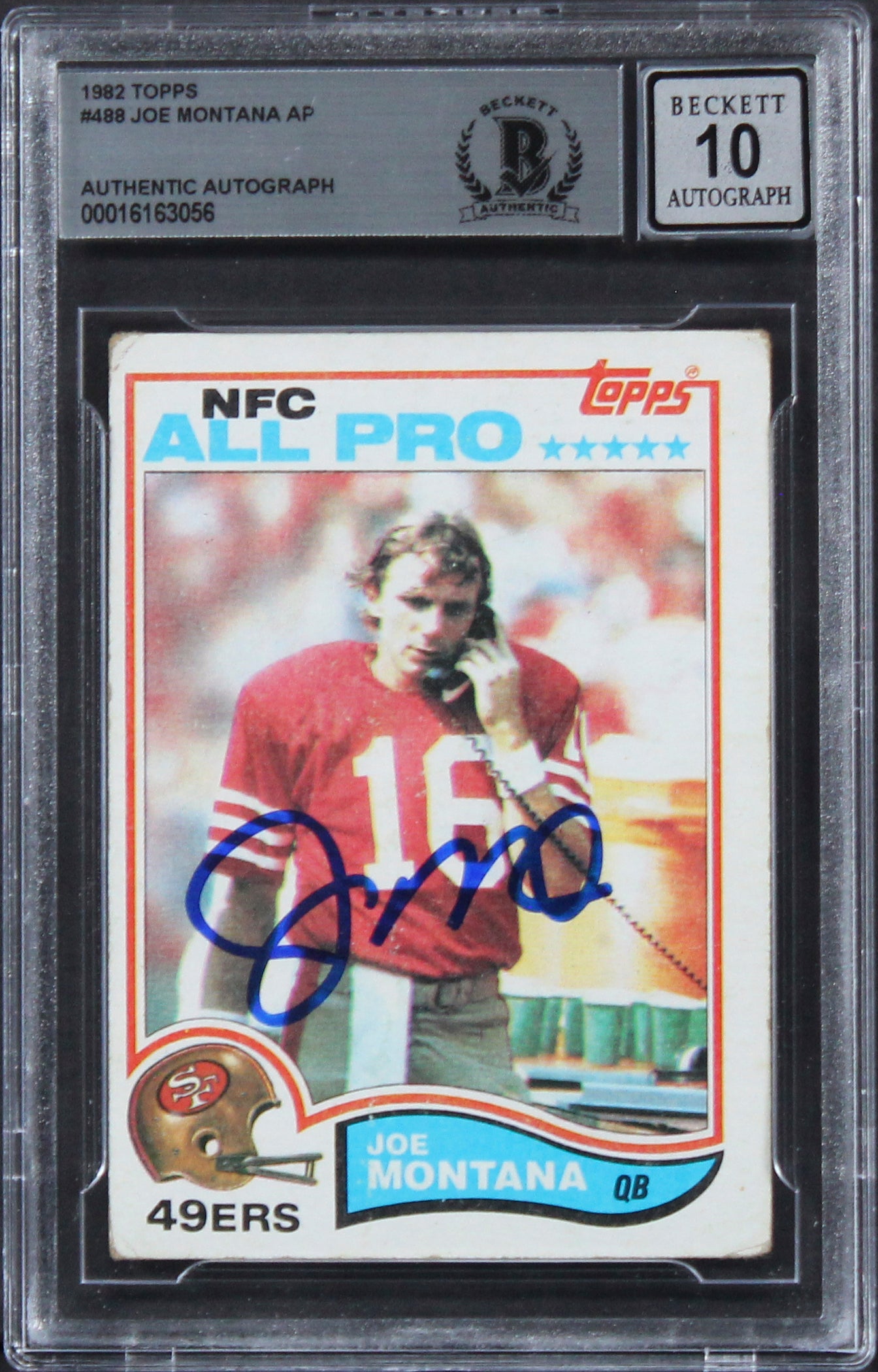 49ers Joe Montana Authentic Signed 1982 Topps #488 Card Auto 10! BAS Slabbed 2