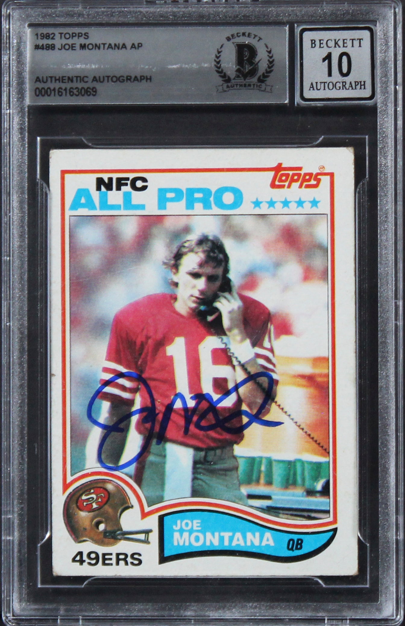 49ers Joe Montana Authentic Signed 1982 Topps #488 Card Auto 10! BAS Slabbed 3