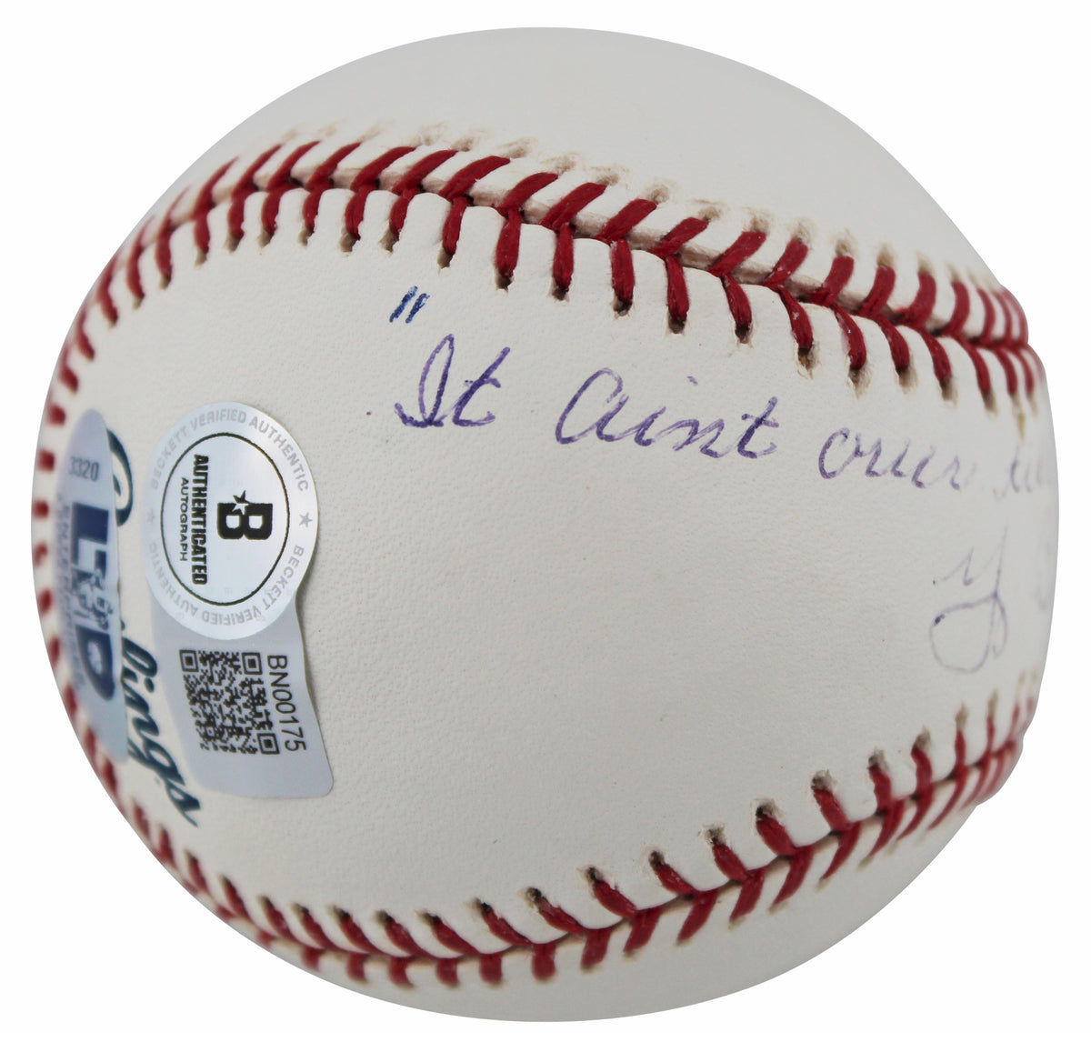 Yankees Yogi Berra "It Aint Over Till Its Over" Signed Oml Baseball BAS #BN00175
