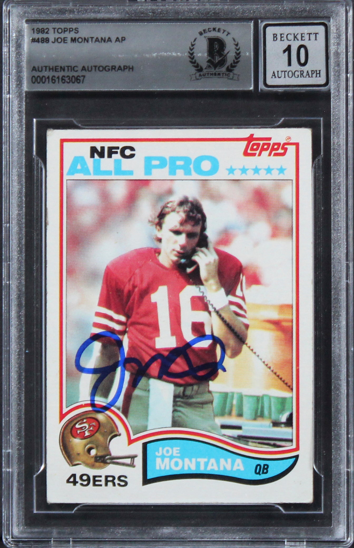 49ers Joe Montana Authentic Signed 1982 Topps #488 Card Auto 10! BAS Slabbed 4