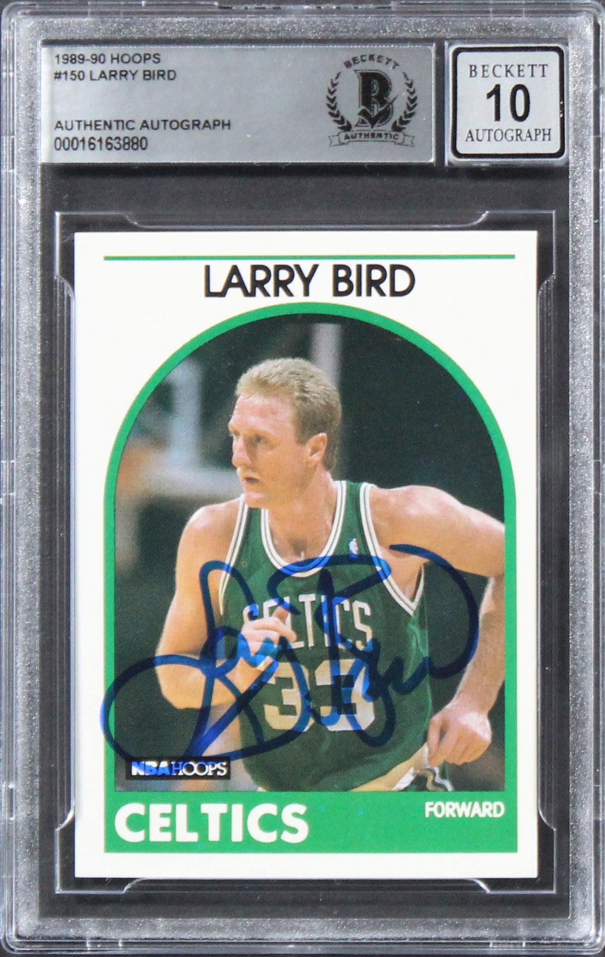 Celtics Larry Bird Authentic Signed 1989 Hoops #150 Card Auto 10! BAS Slabbed