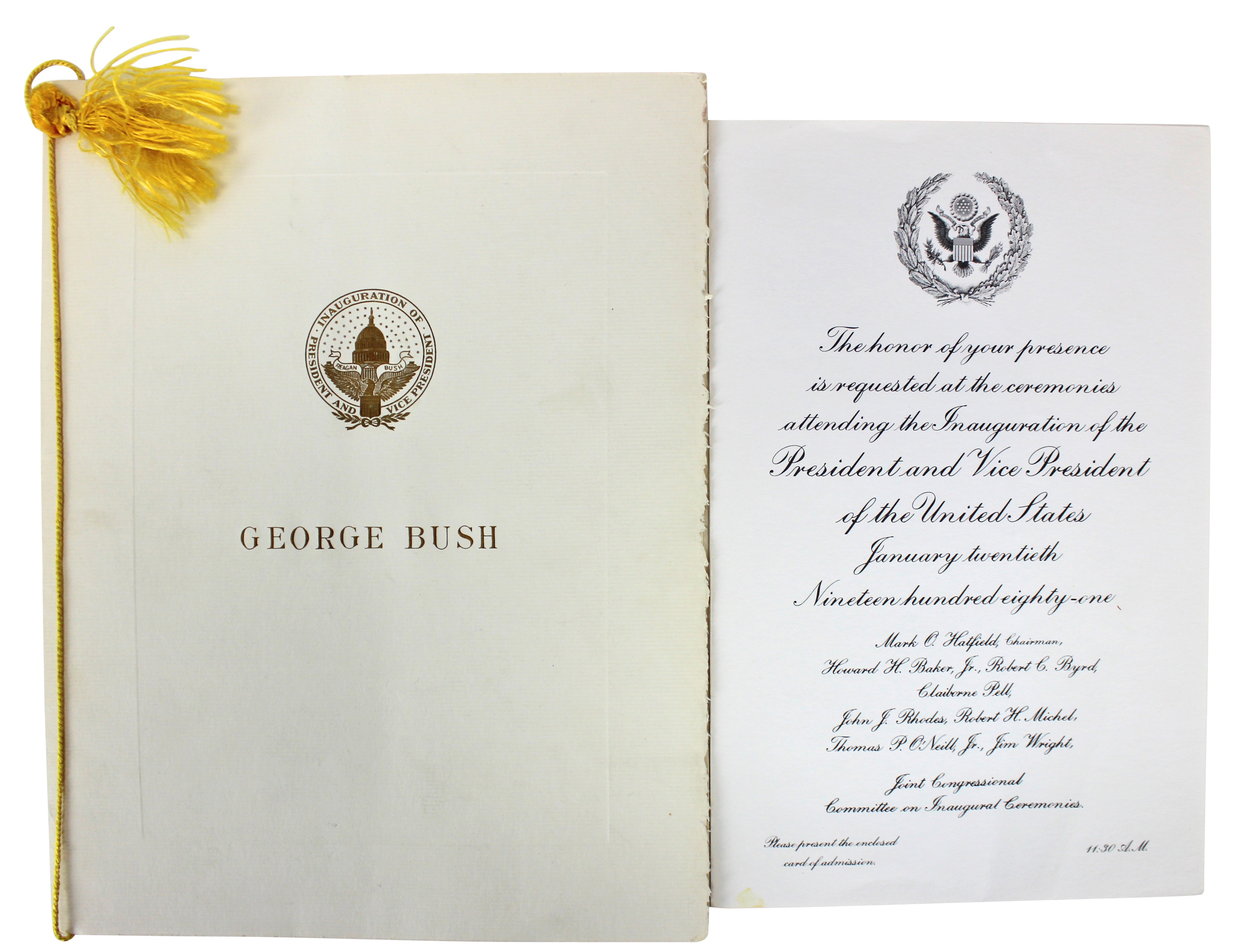 George H.W. Bush Signed 1981 8.5x11 Inauguaration Invitation Program BAS #A70478