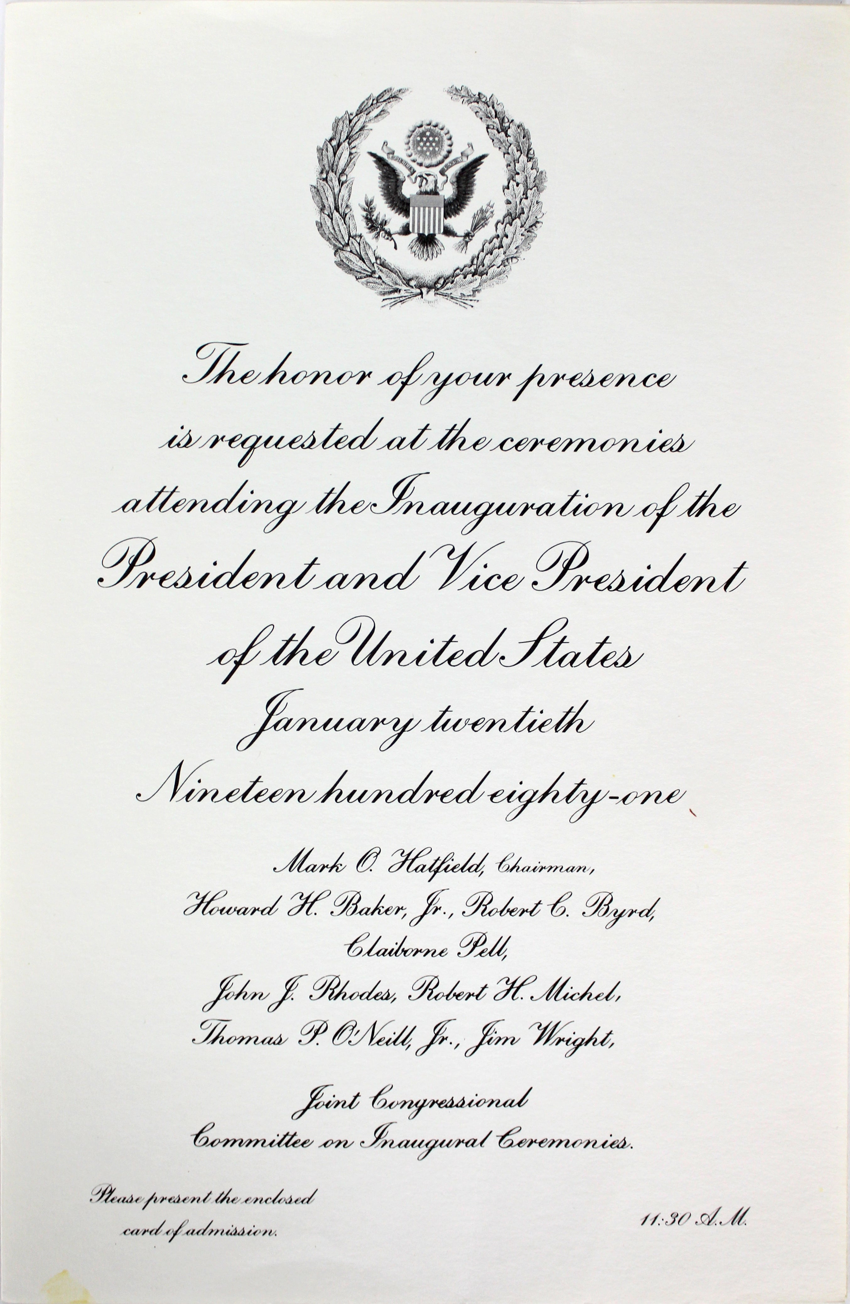 George H.W. Bush Signed 1981 8.5x11 Inauguaration Invitation Program BAS #A70478