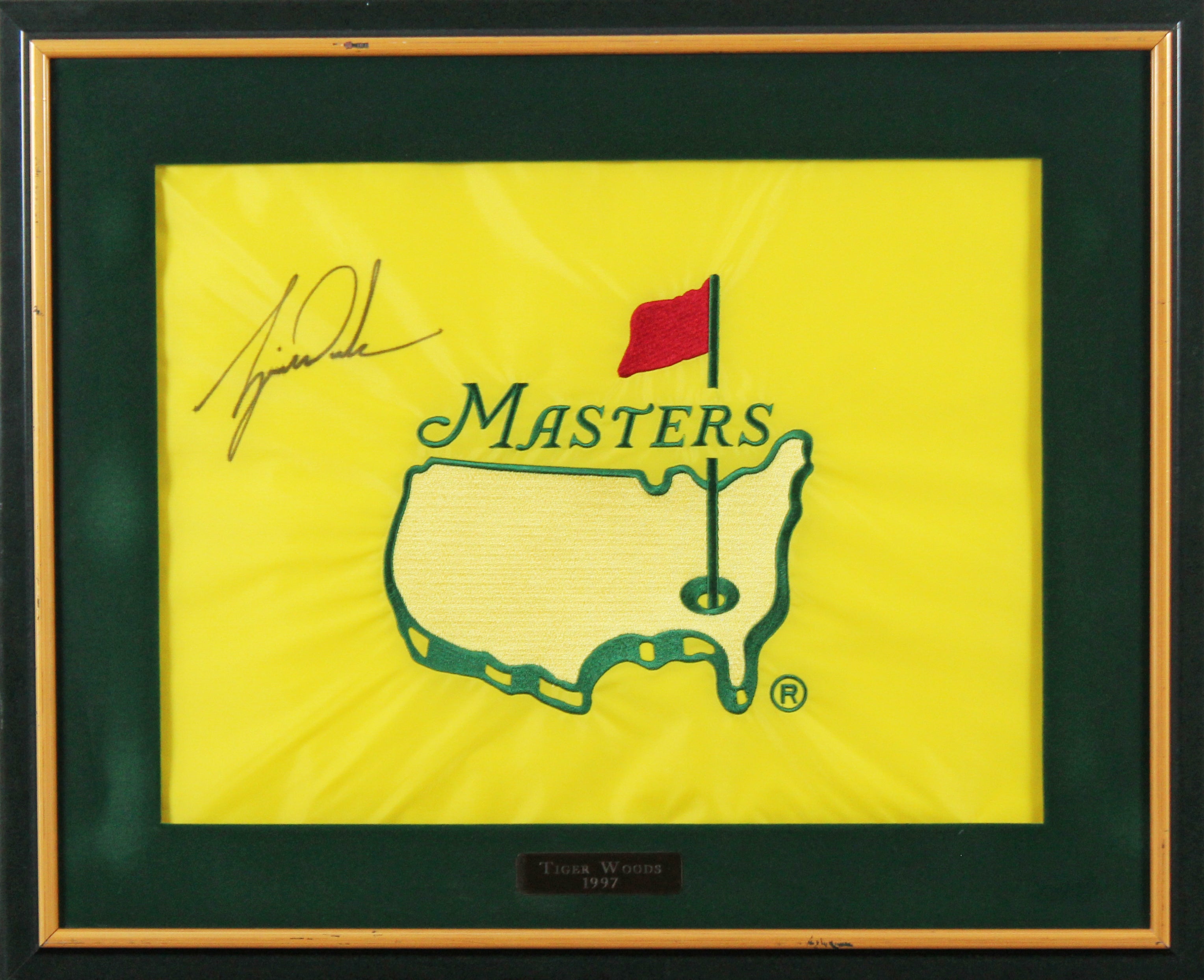 Tiger Woods Authentic Signed Masters Pin Flag 1997 Vintage Sigature BAS #AD64141