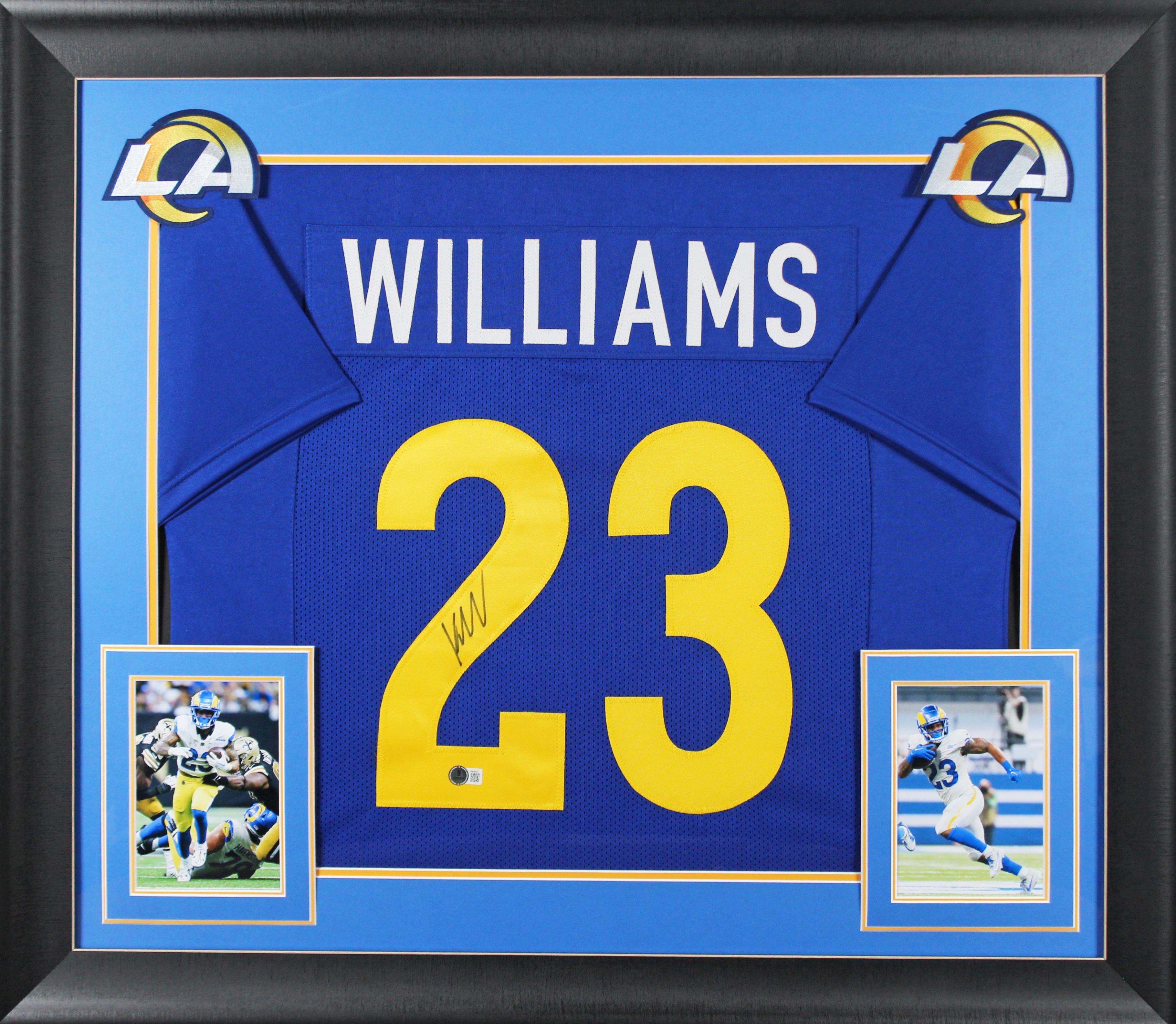 Kyren Williams Authentic Signed Blue Pro Style Framed Jersey BAS