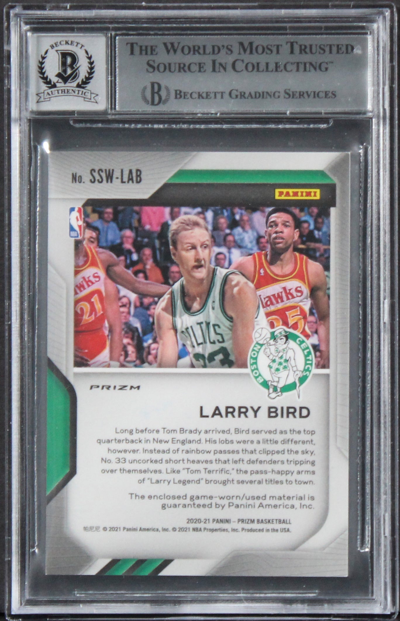 Celtics Larry Bird Signed 2020 Panini Prizm OI #94 Card Auto 10! BAS Slabbed