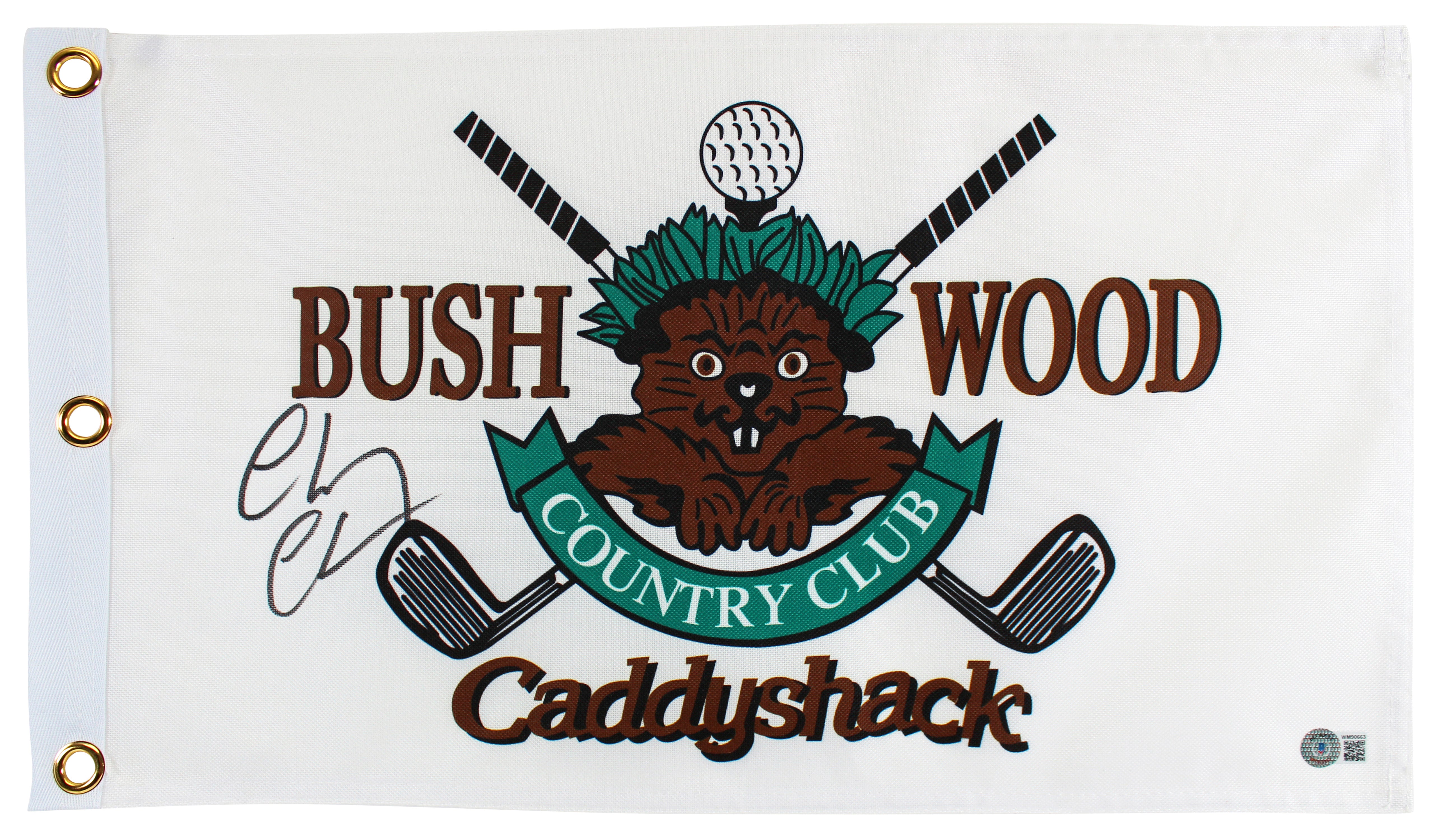 ** Holiday Doorbuster ** Chevy Chase Caddyshack Authentic Signed Bushwood Country Club Flag BAS Witnessed