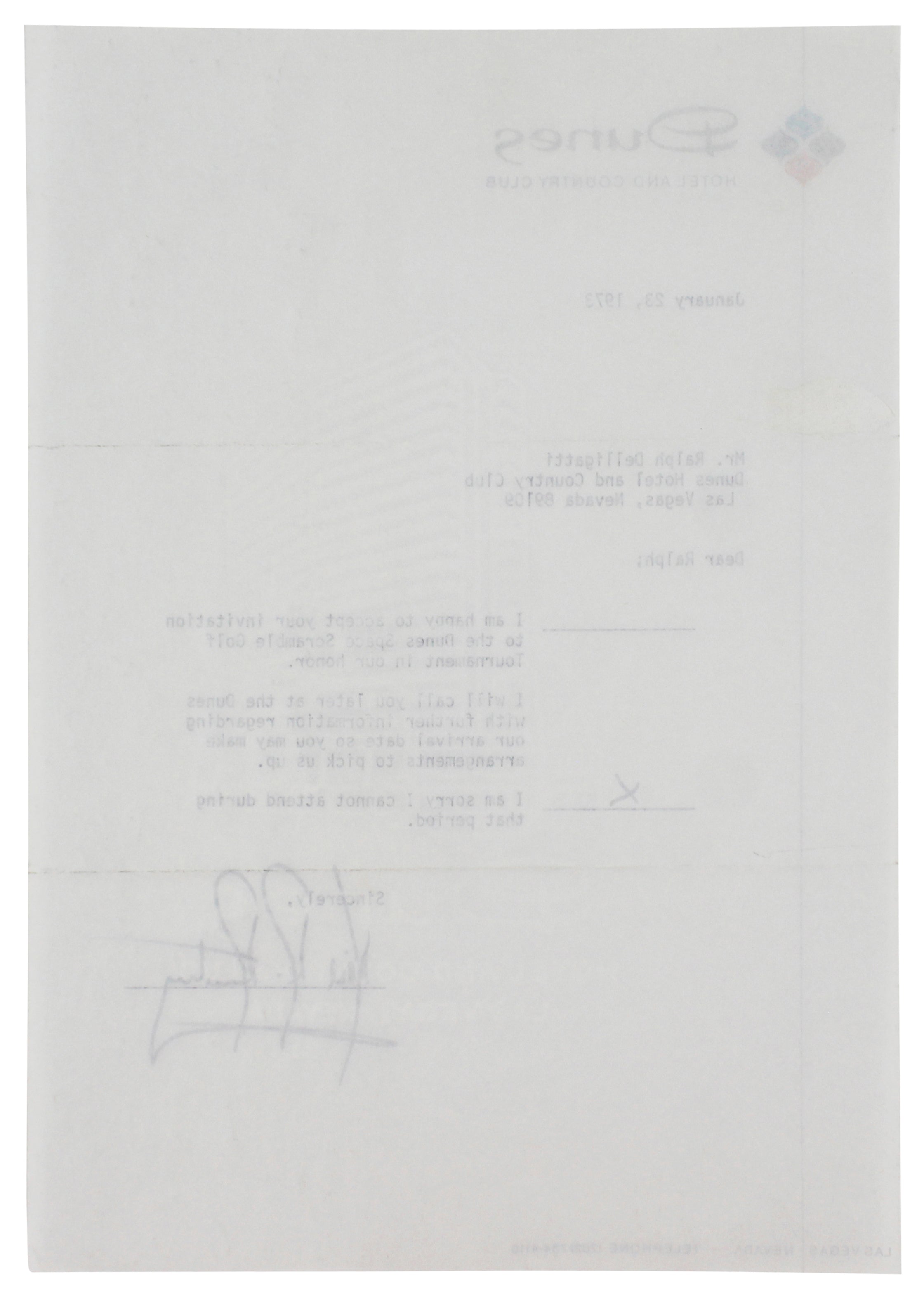 Neil Armstrong Apollo 11 Signed 7.25x10.5 1973 RSVP Letter BAS #AD85205