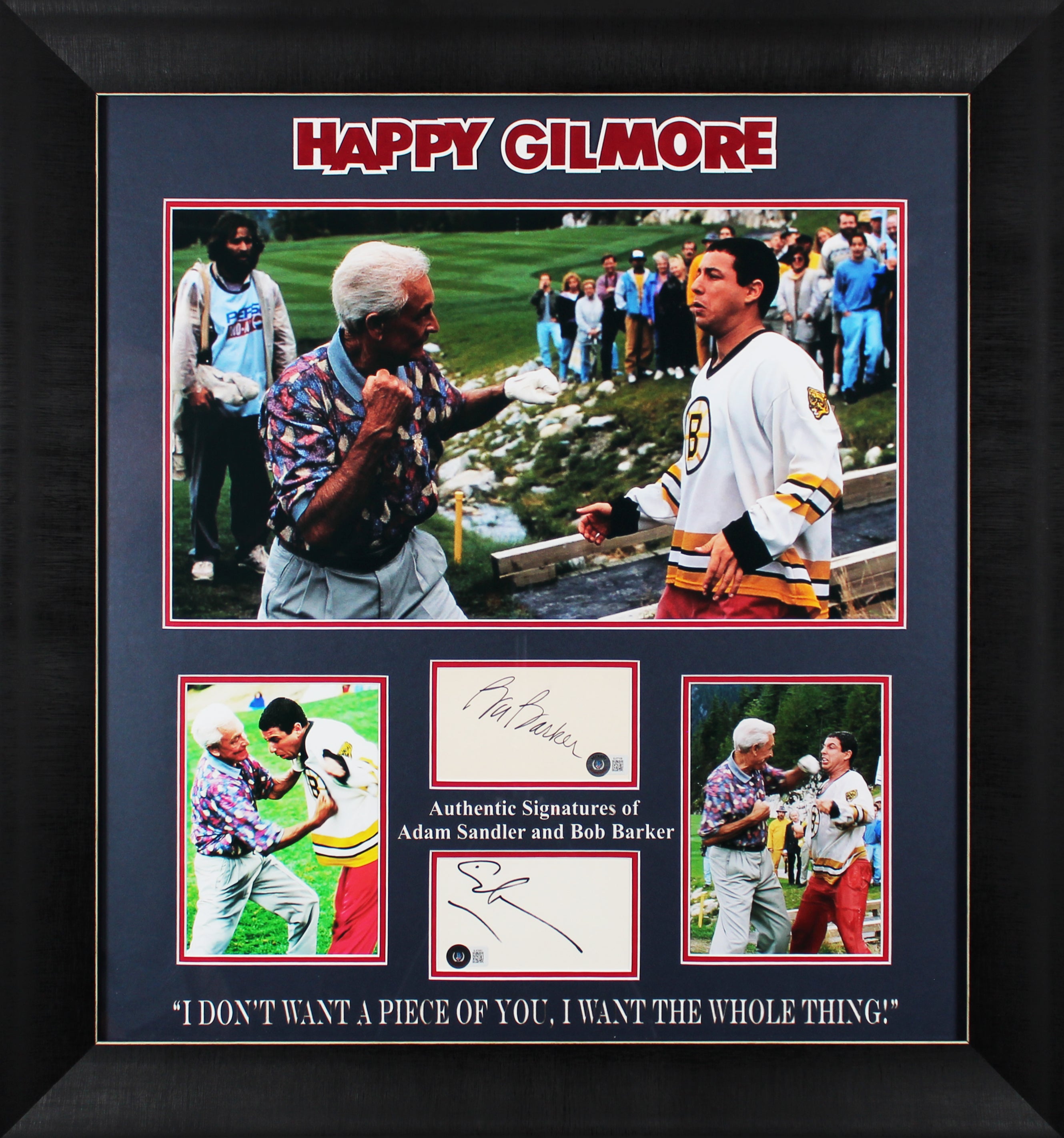 Adam Sandler & Bob Barker Happy Gilmore Authentic Signed Framed Display BAS