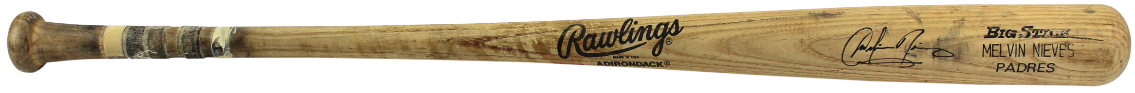 Padres Melvin Nieves Signed Game Used Rawlings Adirondack Big Stick Bat PPC COA