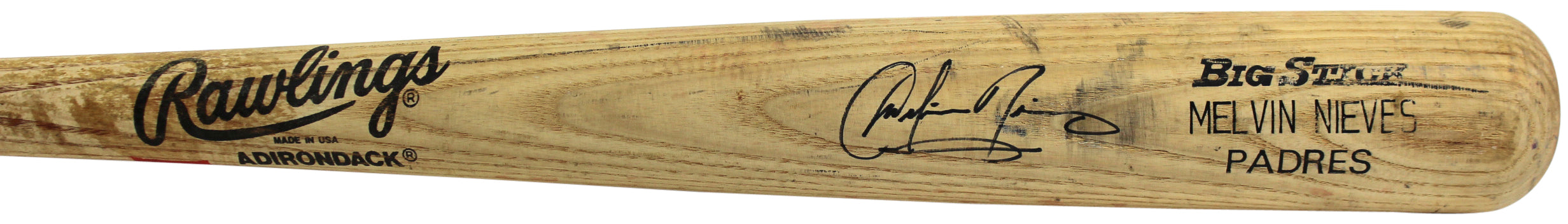 Padres Melvin Nieves Signed Game Used Rawlings Adirondack Big Stick Bat PPC COA