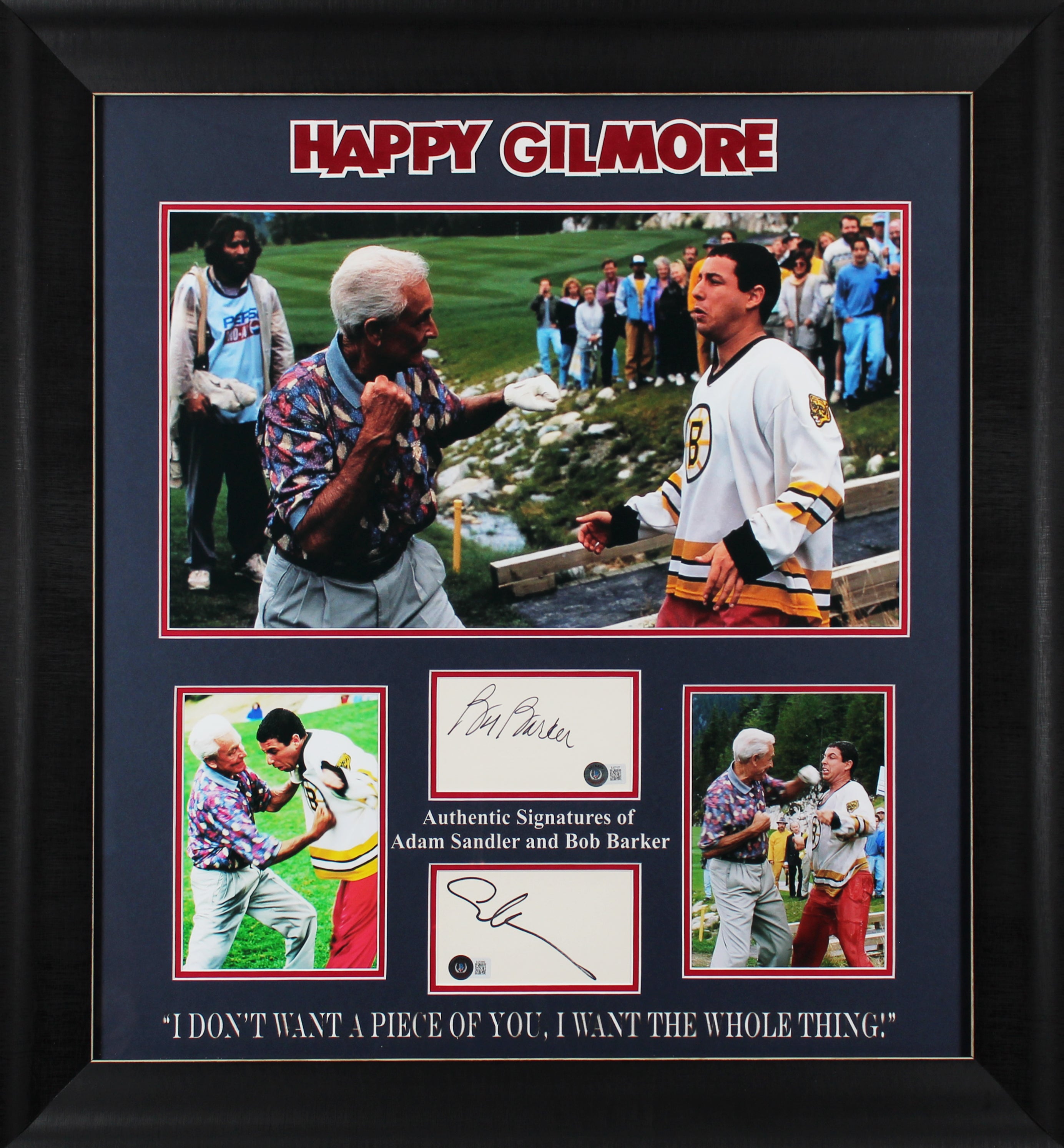 Adam Sandler & Bob Barker Happy Gilmore Authentic Signed Framed Display BAS