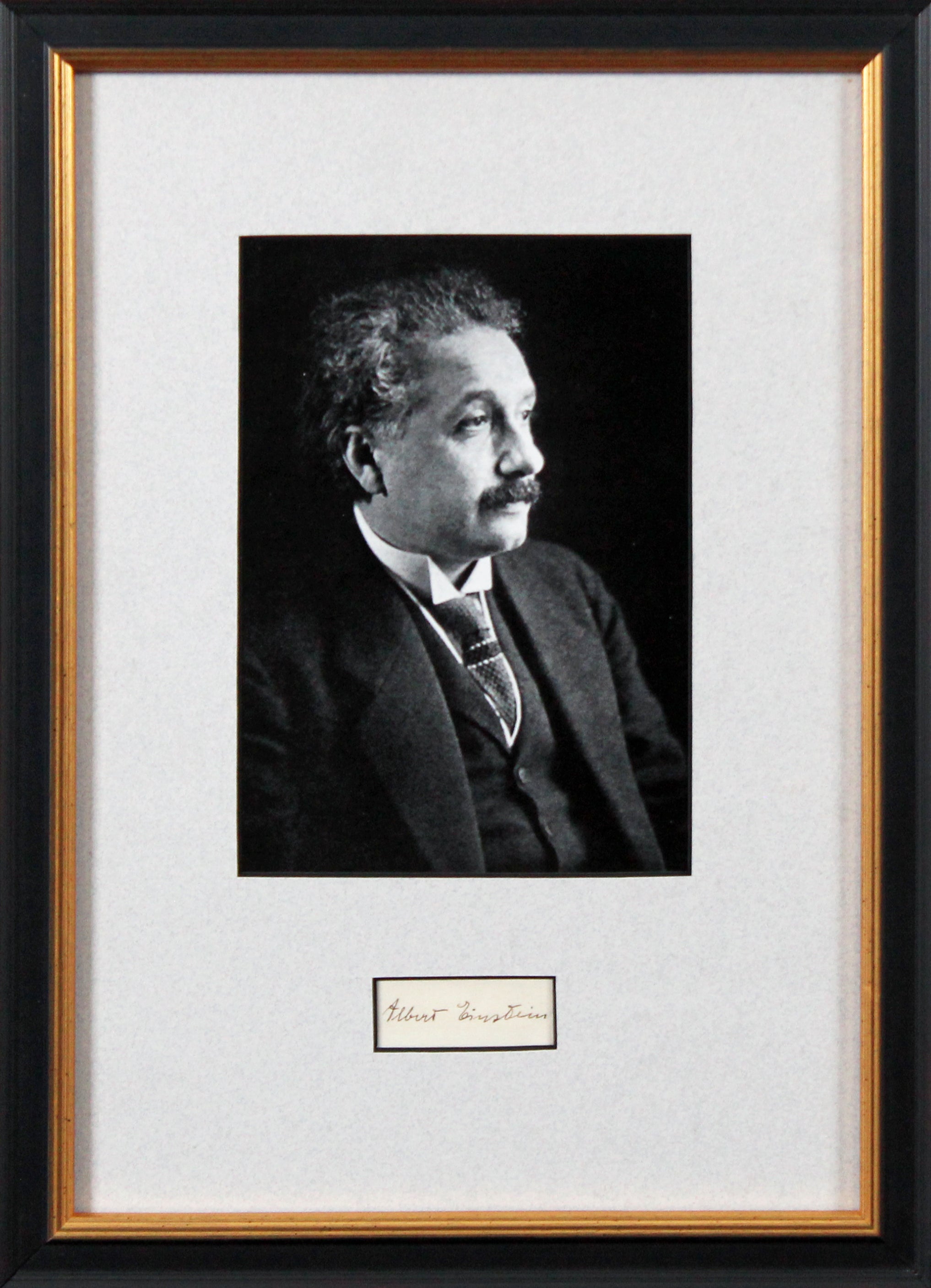 Albert Einstein Authentic Signed & Framed .75x1.75 Cut Signature BAS #AD64137