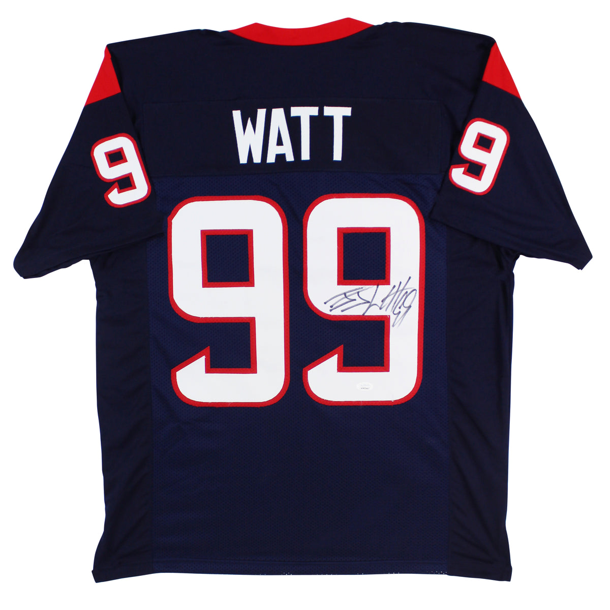 J.J. Watt Authentic Signed Navy Blue Pro Style Jersey Autographed JSA Witness
