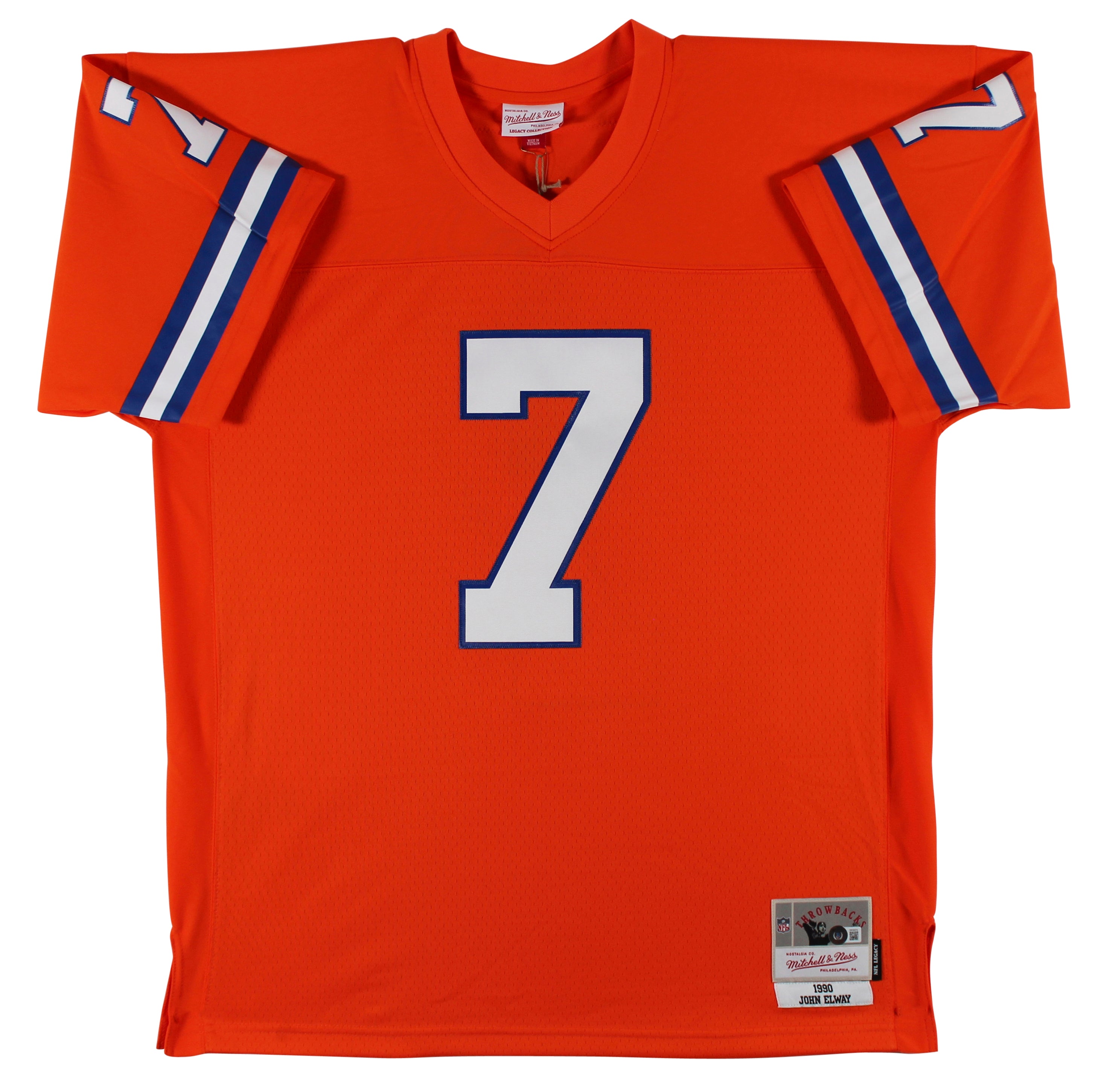 Broncos John Elway Signed Orange 1990 TB Mitchell & Ness Jersey BAS Witnessed