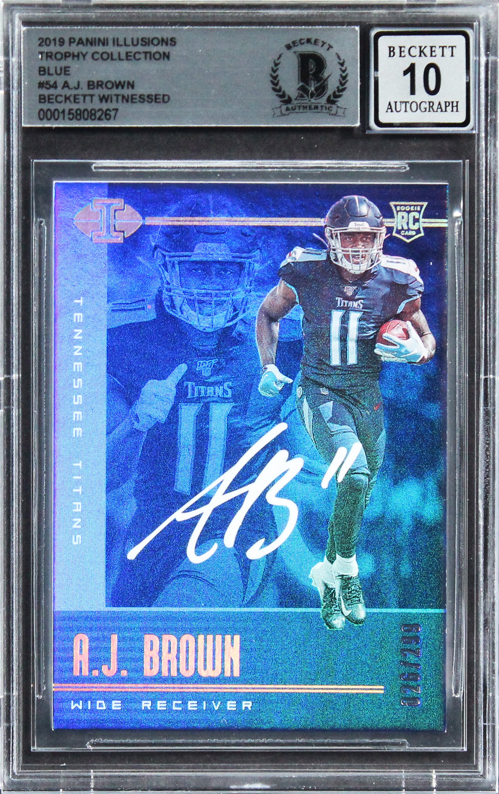 A.J. Brown Signed 2019 Panini Illusions TCB #54 RC#26/299 Card Auto 10! BAS Slab