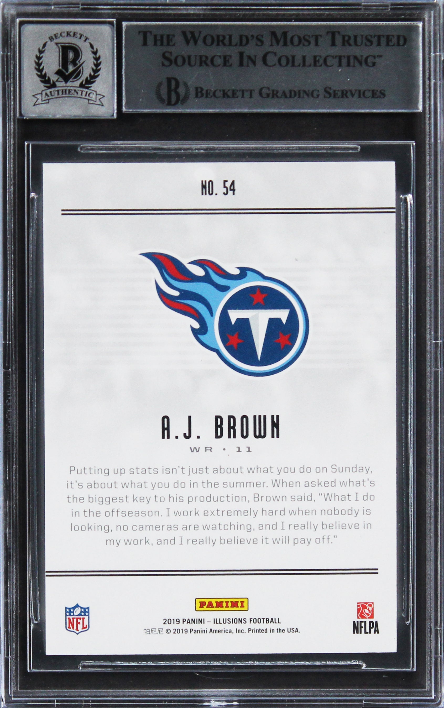 A.J. Brown Signed 2019 Panini Illusions TCB #54 RC#26/299 Card Auto 10! BAS Slab
