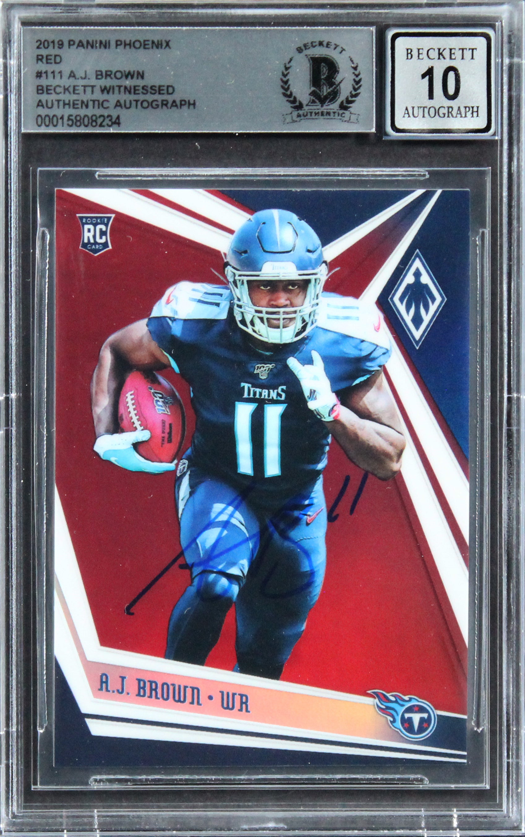 A.J. Brown Signed 2019 Panini Phoenix #111 RC #70/299 Card Auto 10! BAS Slabbed