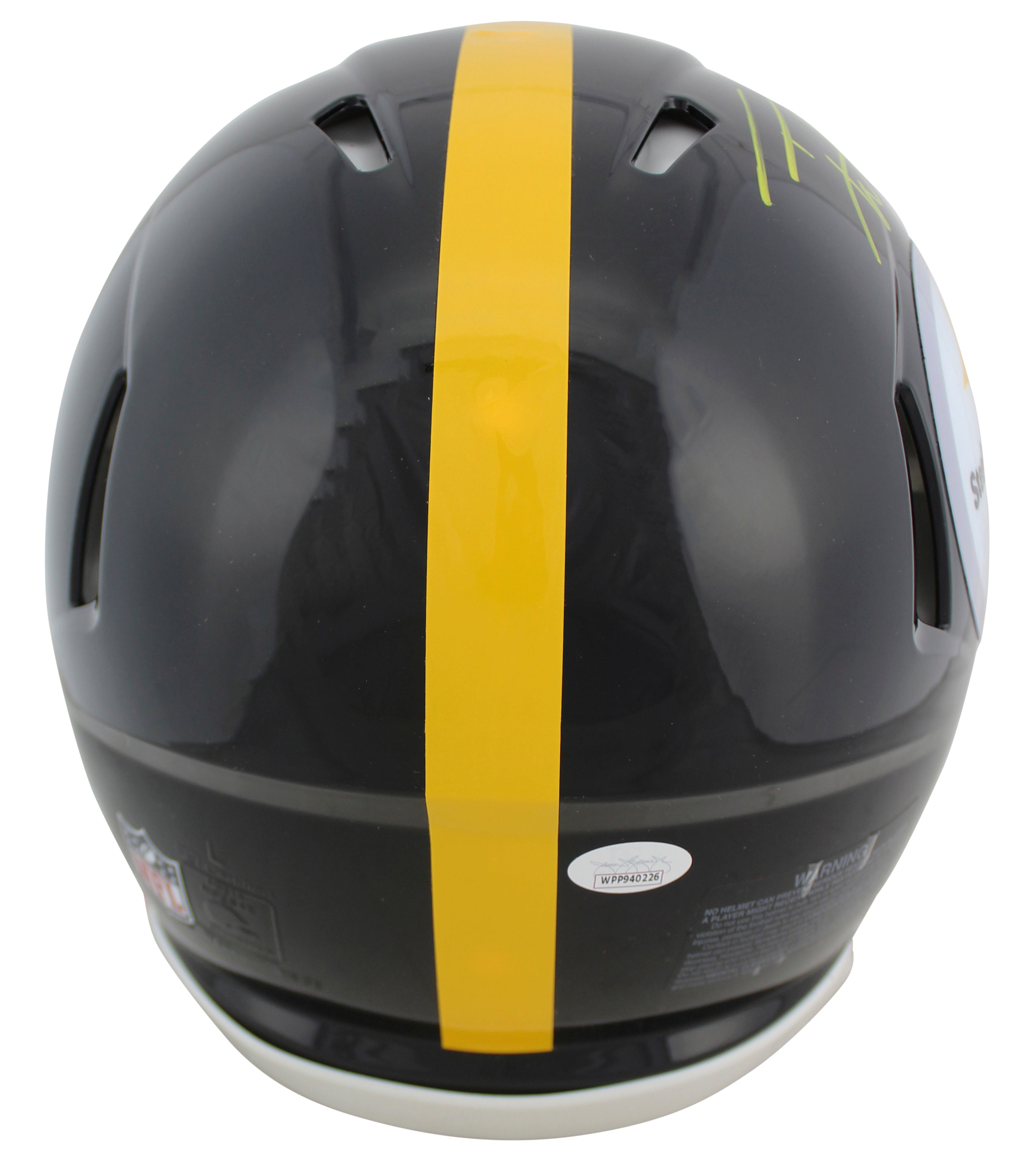 Steelers T.J. Watt "Mega Watt" Signed Proline Full Size Speed Helmet JSA Witness