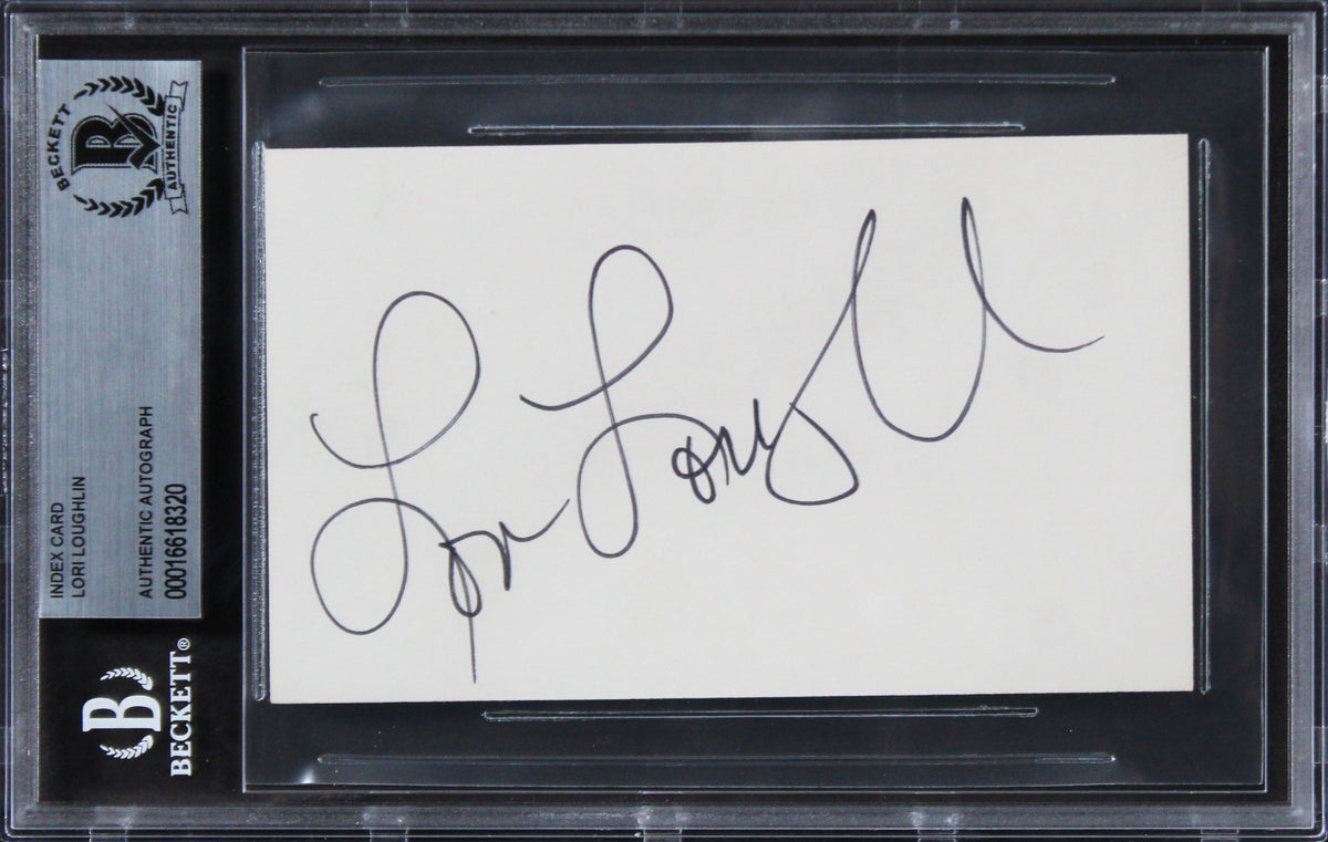 Lori Loughlin Full House Authentic Signed 3x5 Index Card BAS Slabbed