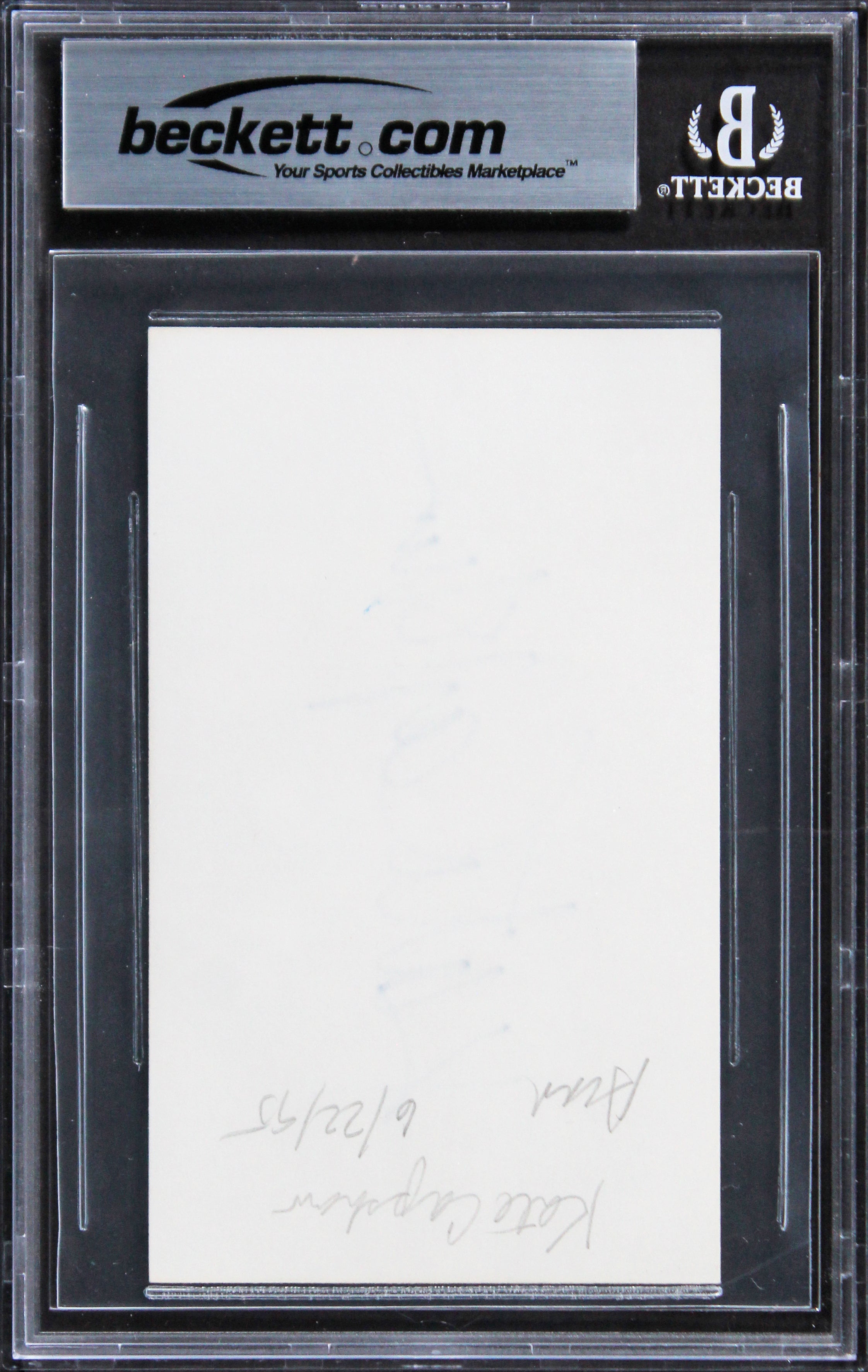 Kate Capshaw Indiana Jones Authentic Signed 3x5 Index Card BAS Slabbed 4