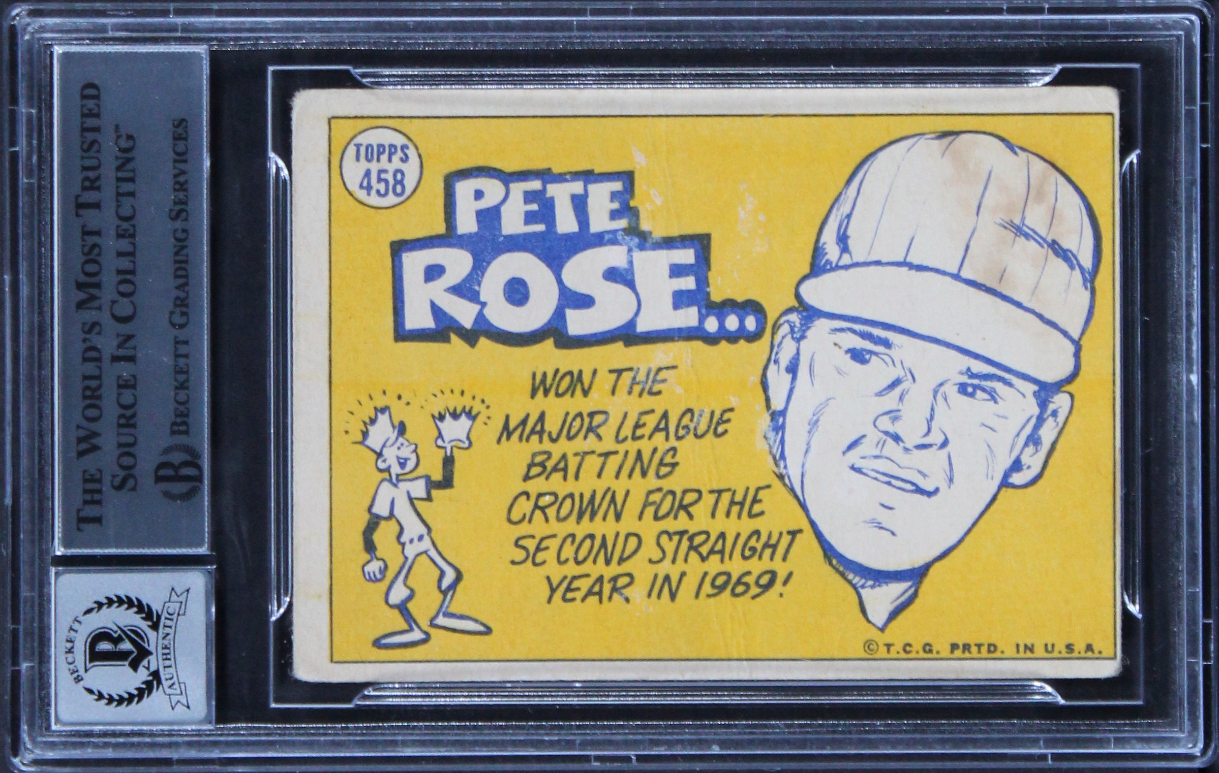 Reds Pete Rose "4256" Signed 1970 Topps #458 Card Auto 10! BAS Slabbed 1