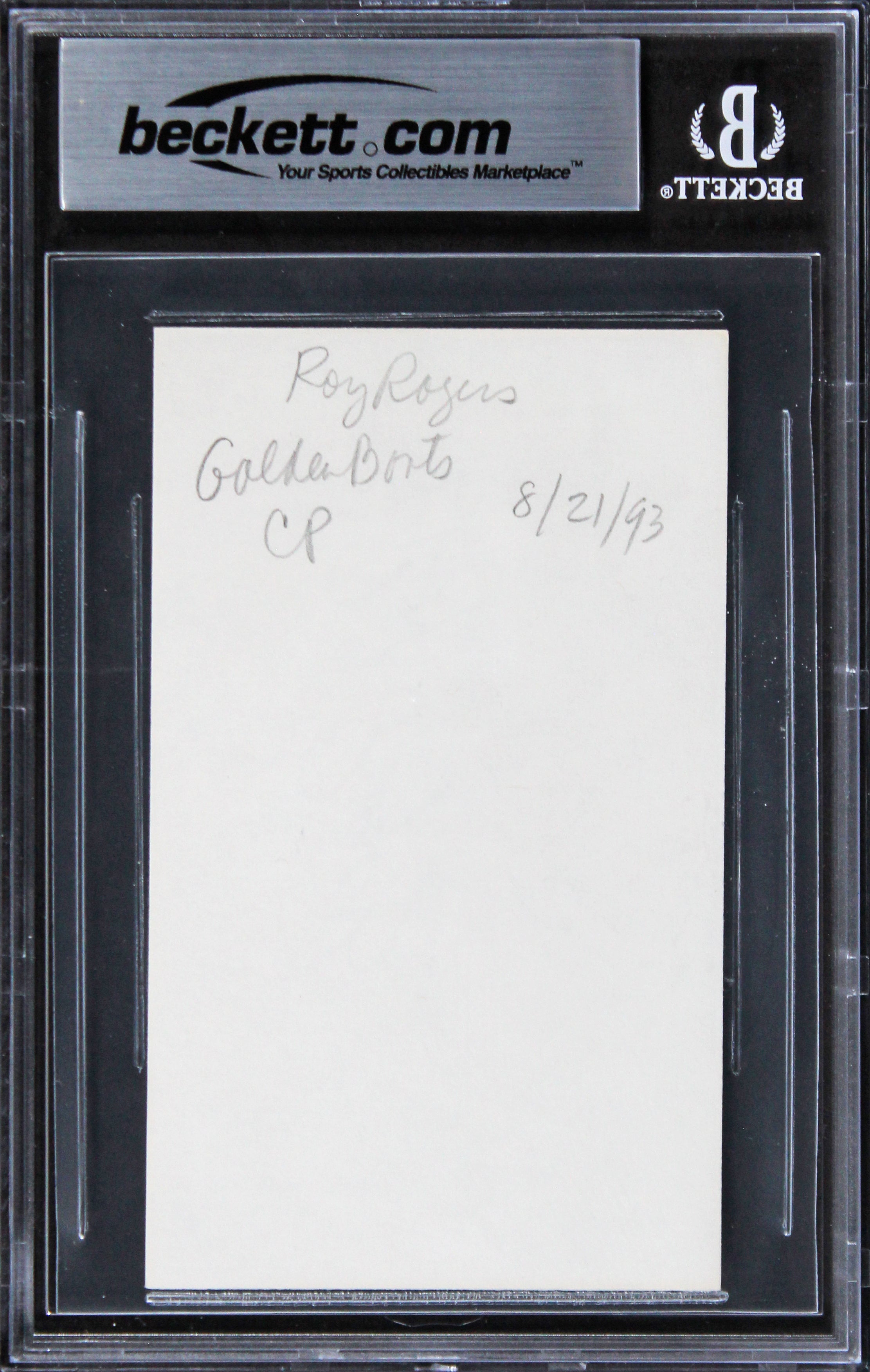 Roy Rogers The Roy Rogers Show Authentic Signed 3x5 Index Card BAS Slabbed 2