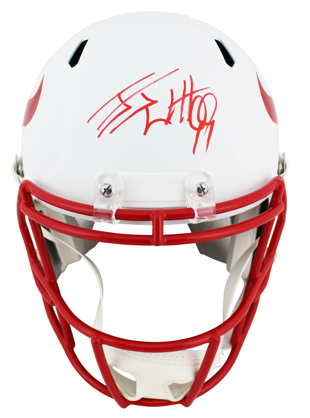 Texans J.J. Watt Signed Flat White Full Size Speed Rep Helmet JSA Witness