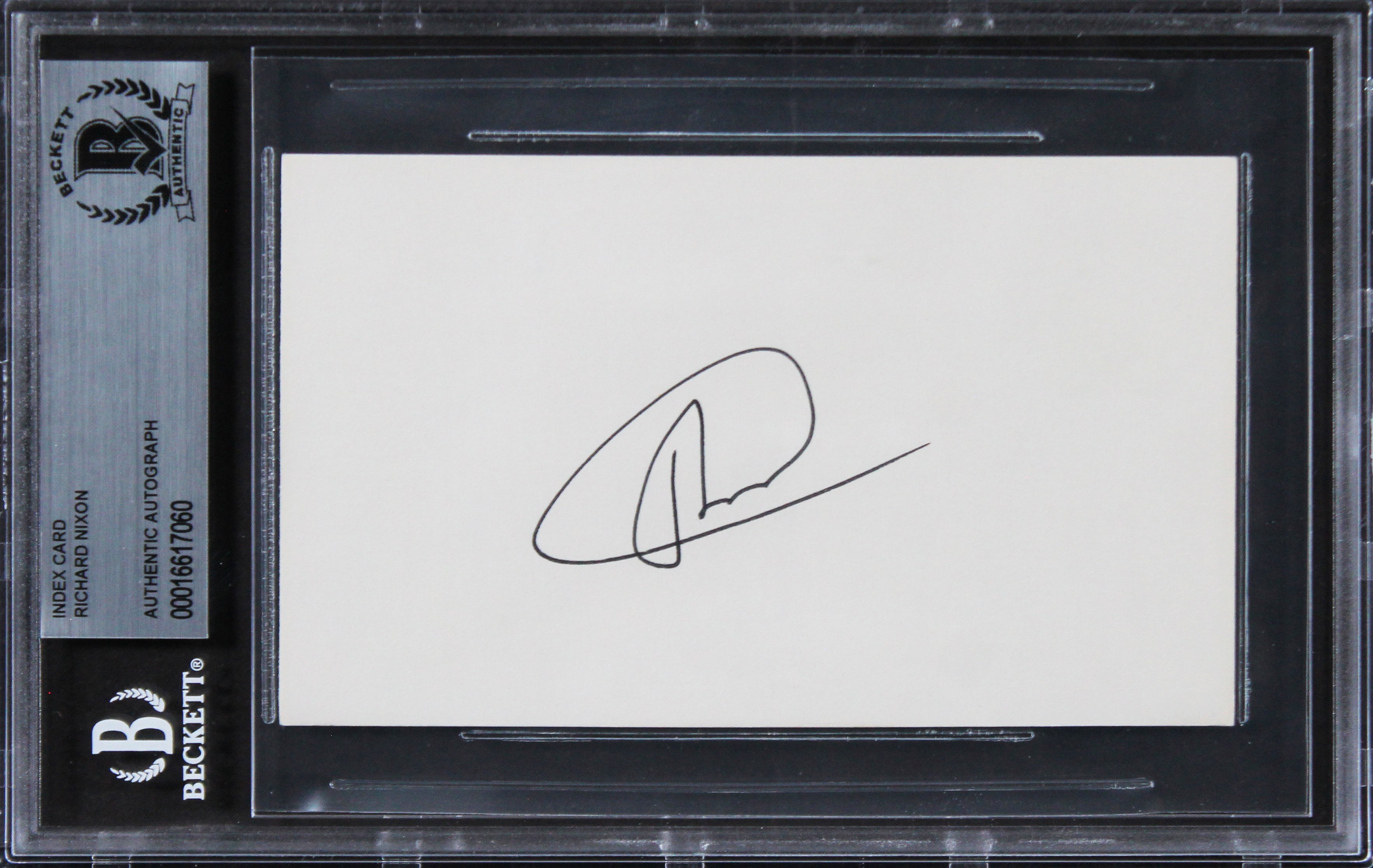 Richard Nixon Authentic Signed 3x5 Index Card Autographed BAS Slabbed 1