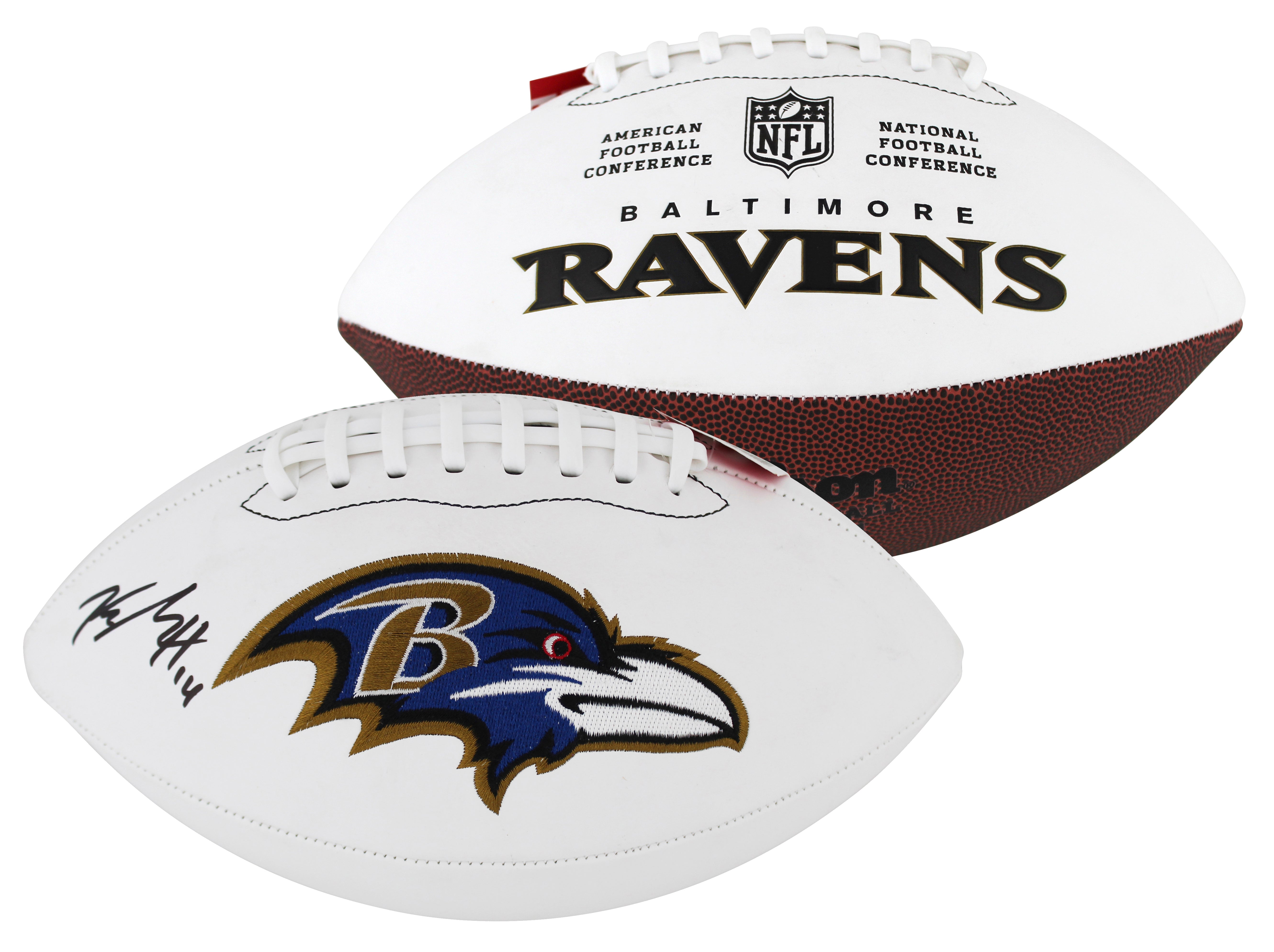 Ravens Kyle Hamilton Signed Rawlings White Panel Logo Football BAS Witnessed