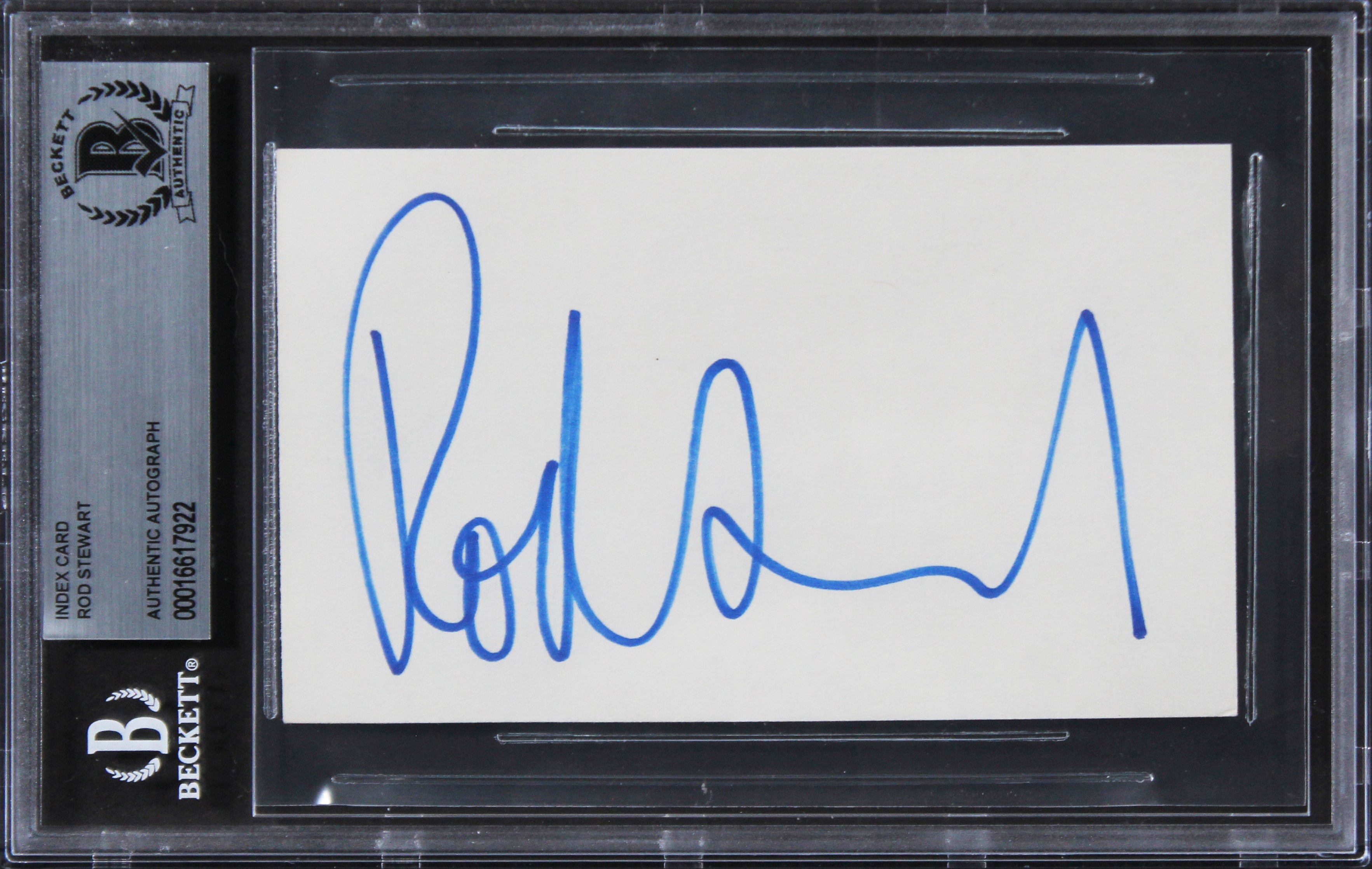 Rod Stewart Singer Authentic Signed 3x5 Index Card Autographed BAS Slabbed 1