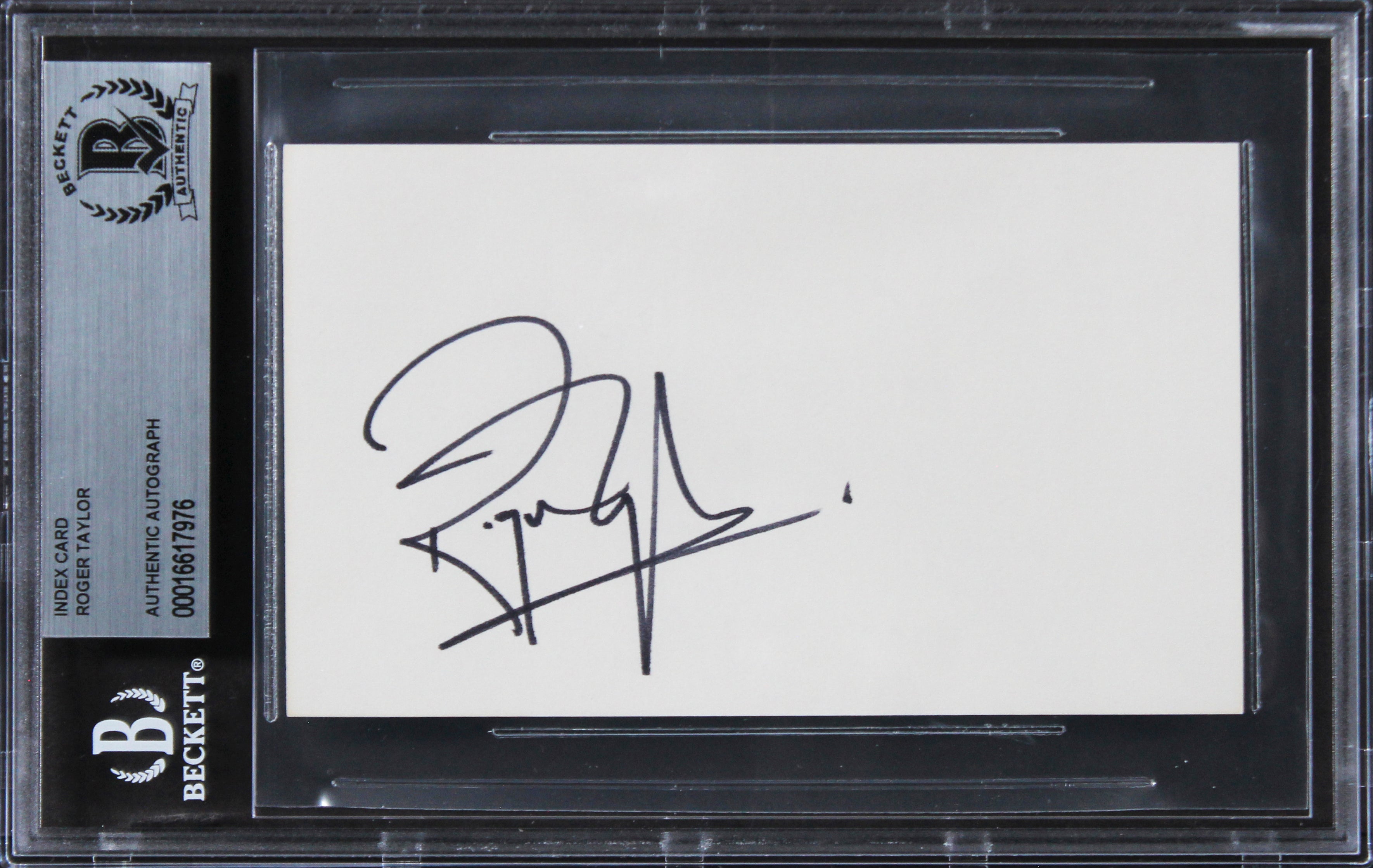 Roger Taylor Queen Authentic Signed 3x5 Index Card Autographed BAS Slabbed 2