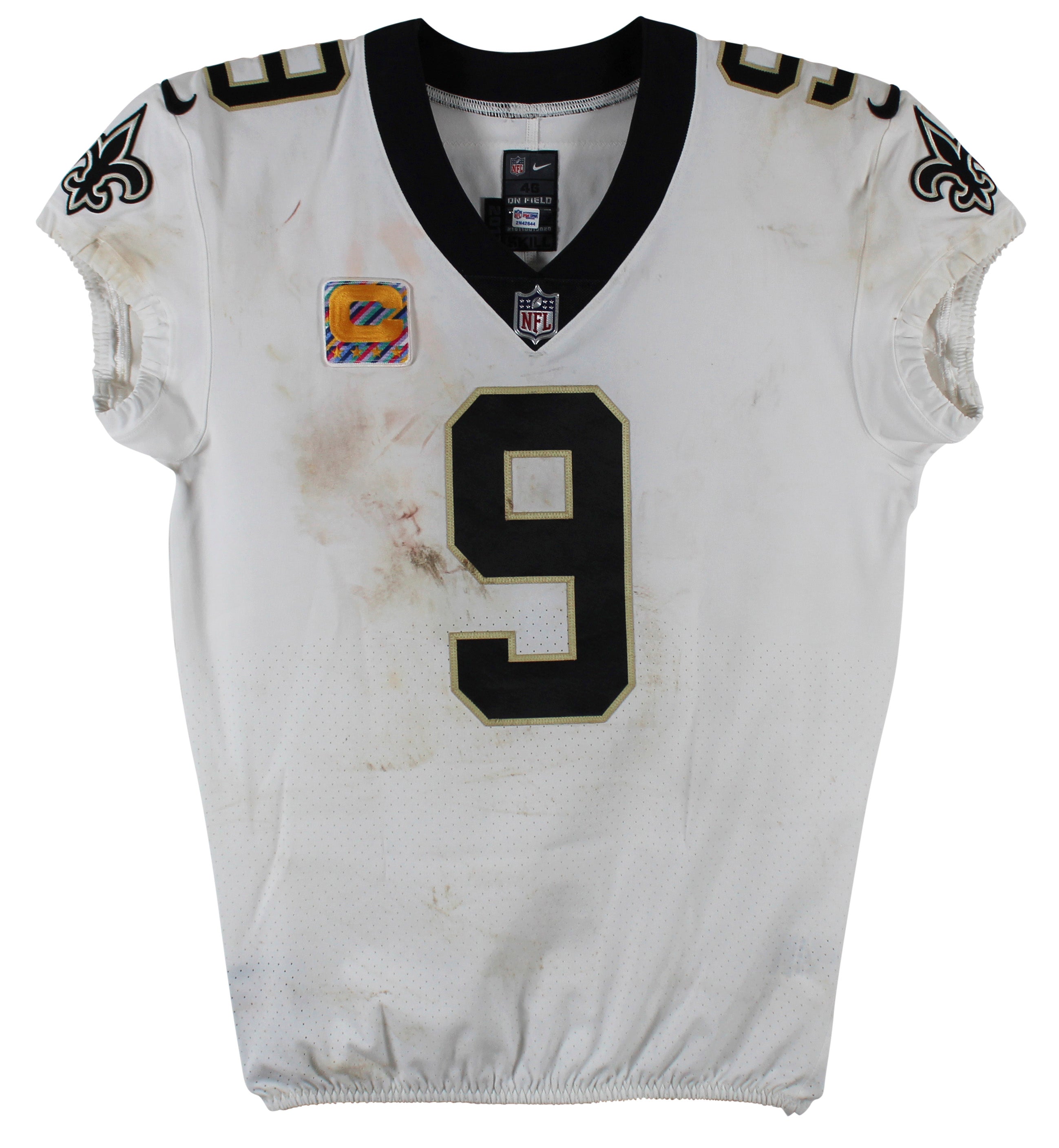 Saints Drew Brees Signed Game Worn 10/22/17 White Nike Jersey Photomatched & PSA