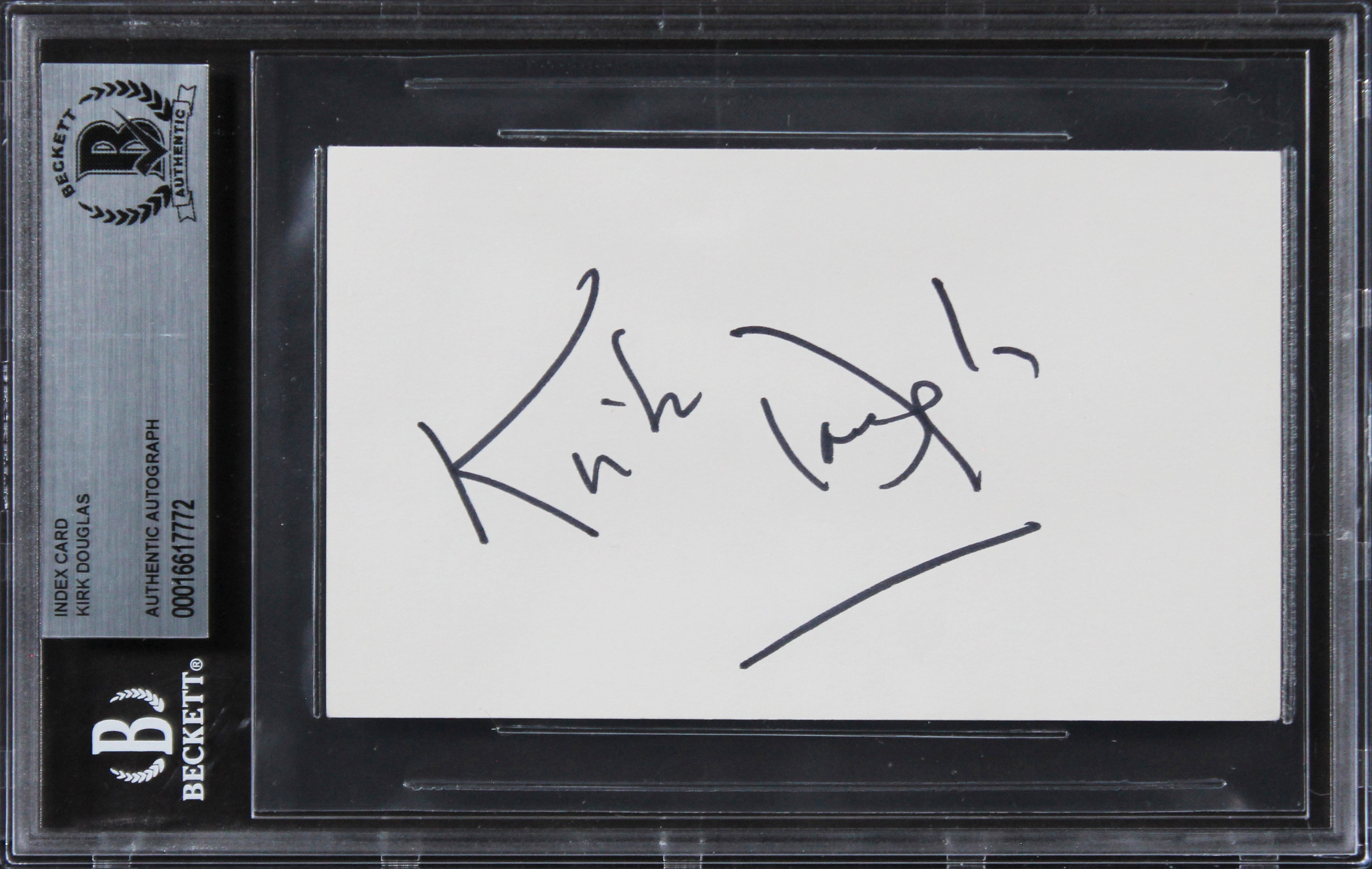 Kirk Douglas Spartacus Authentic Signed 3x5 Index Card Autographed BAS Slabbed 2