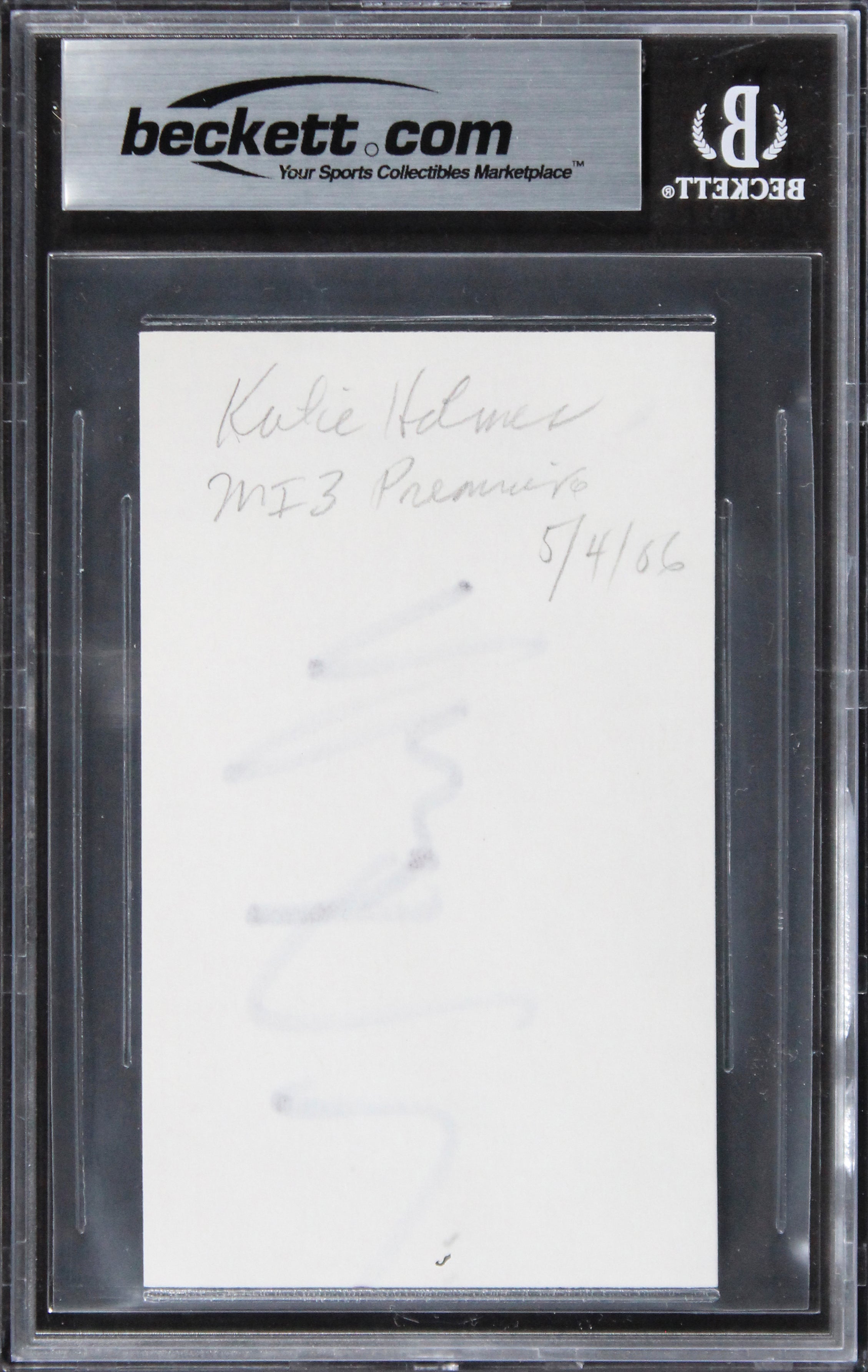 Katie Holmes Batman Begins Authentic Signed 3x5 Index Card BAS Slabbed
