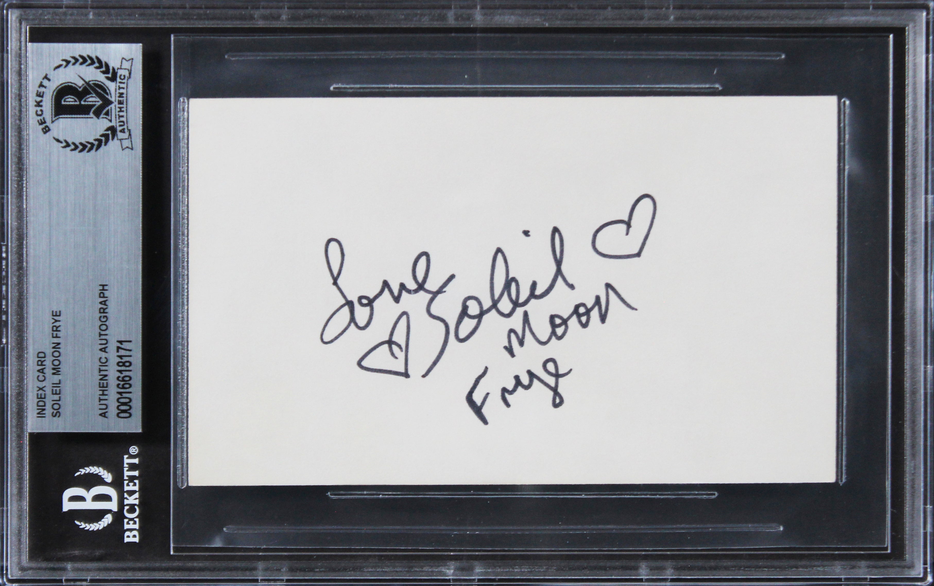 Soleil Moon Frye Punky Brewster "Love "Signed 3x5 Index Card BAS Slabbed