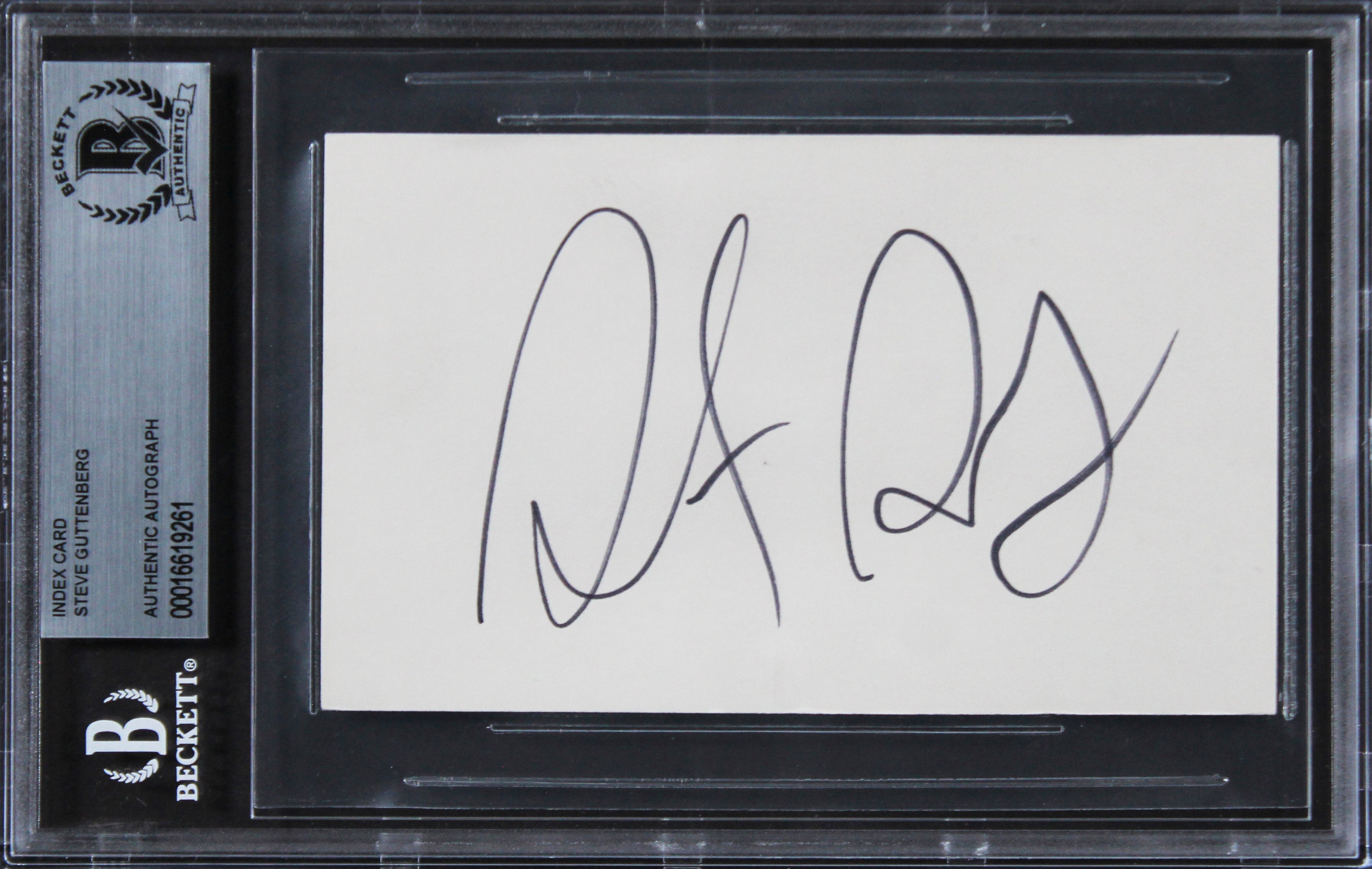 Steve Guttenberg Police Academy Authentic Signed 3x5 Index Card BAS Slabbed