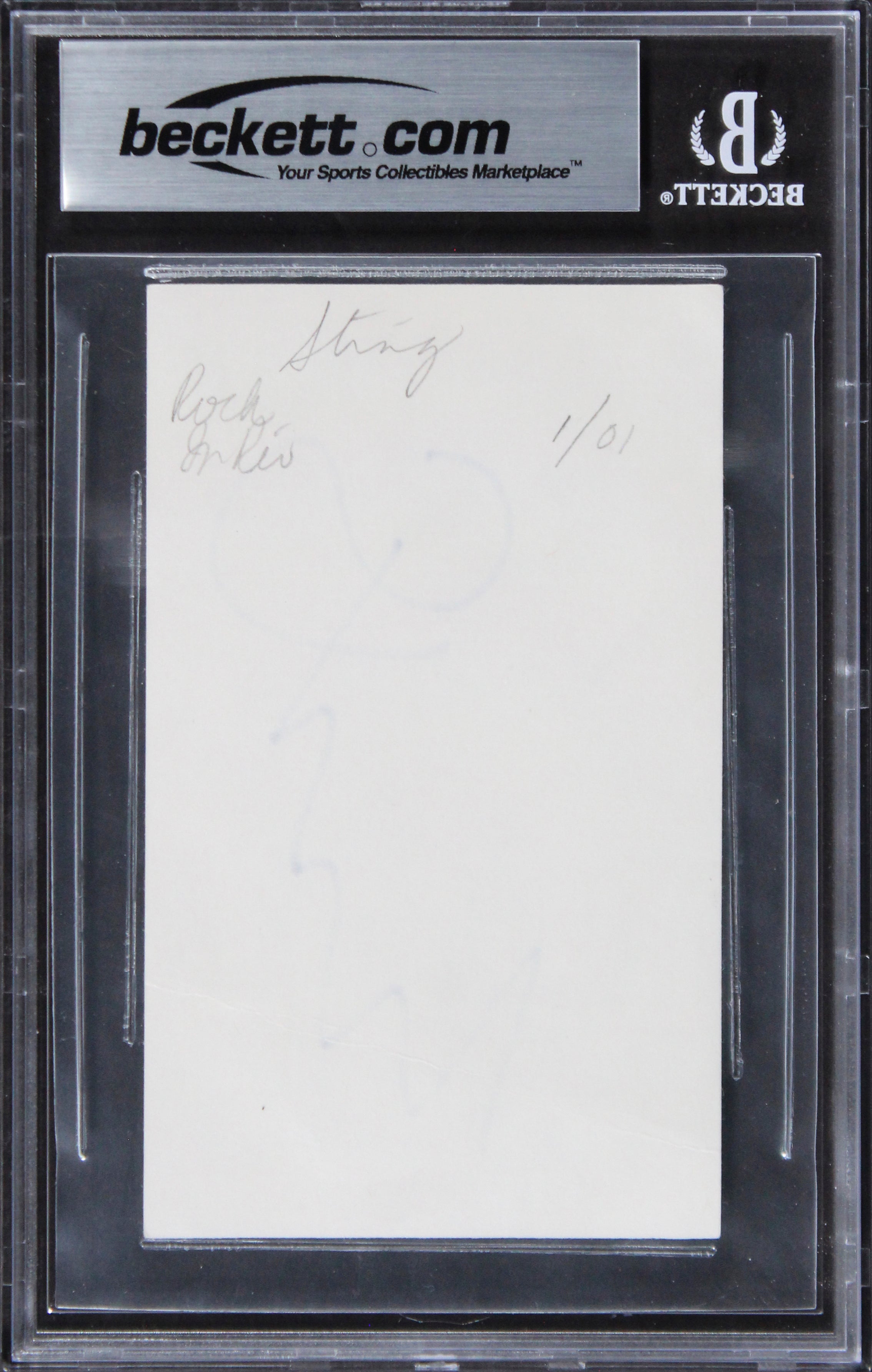 Sting The Police Authentic Signed 3x5 Index Card Autographed BAS Slabbed