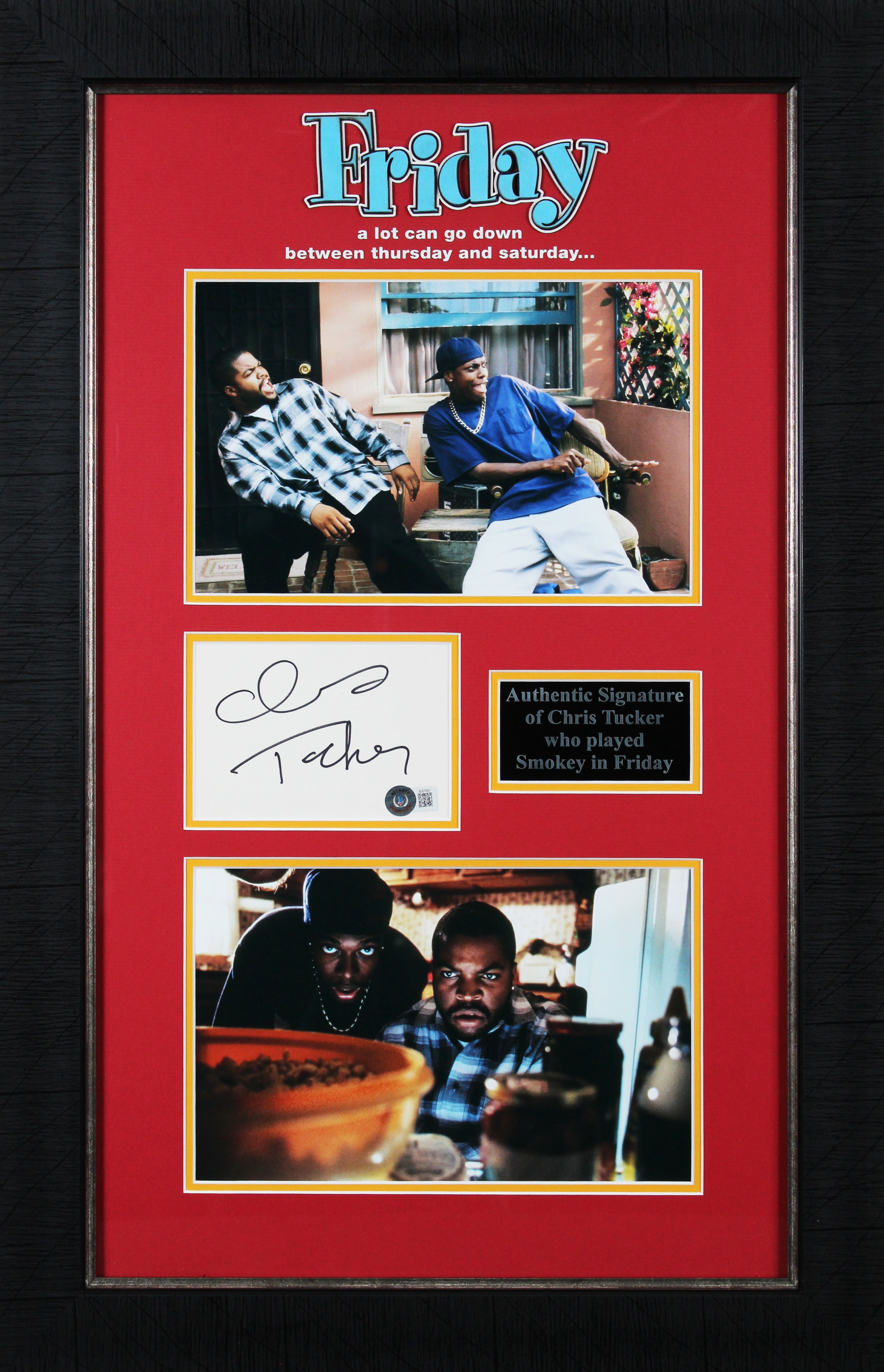 Chris Tucker Friday Authentic Signed & Framed 4x6 Index Card BAS #BJ07051