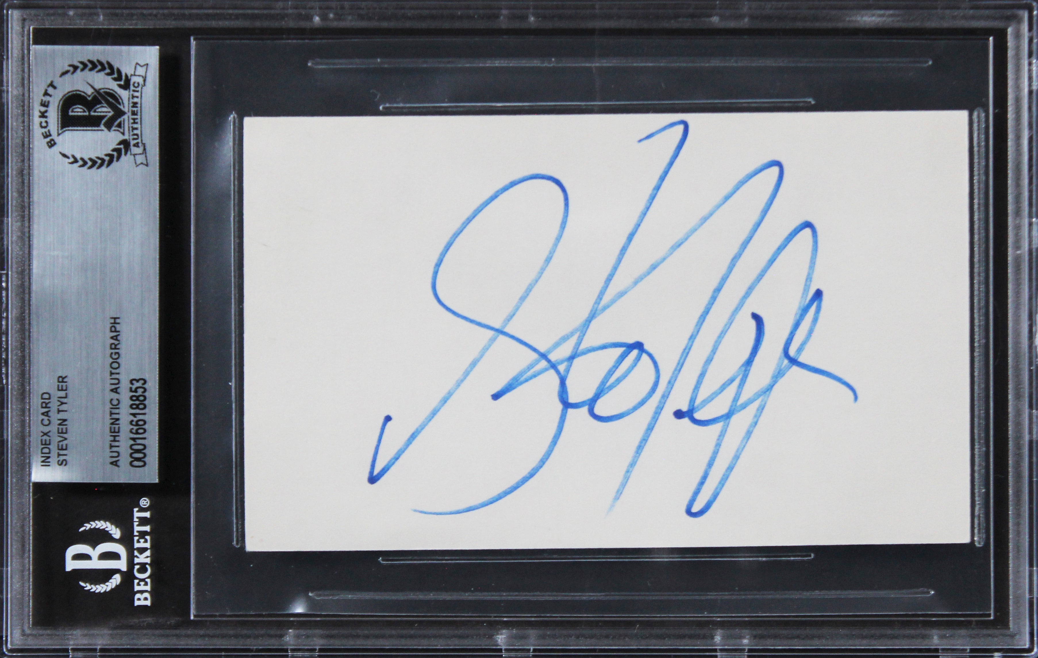 Steven Tyler Aerosmith Authentic Signed 3x5 Index Card Autographed BAS Slabbed
