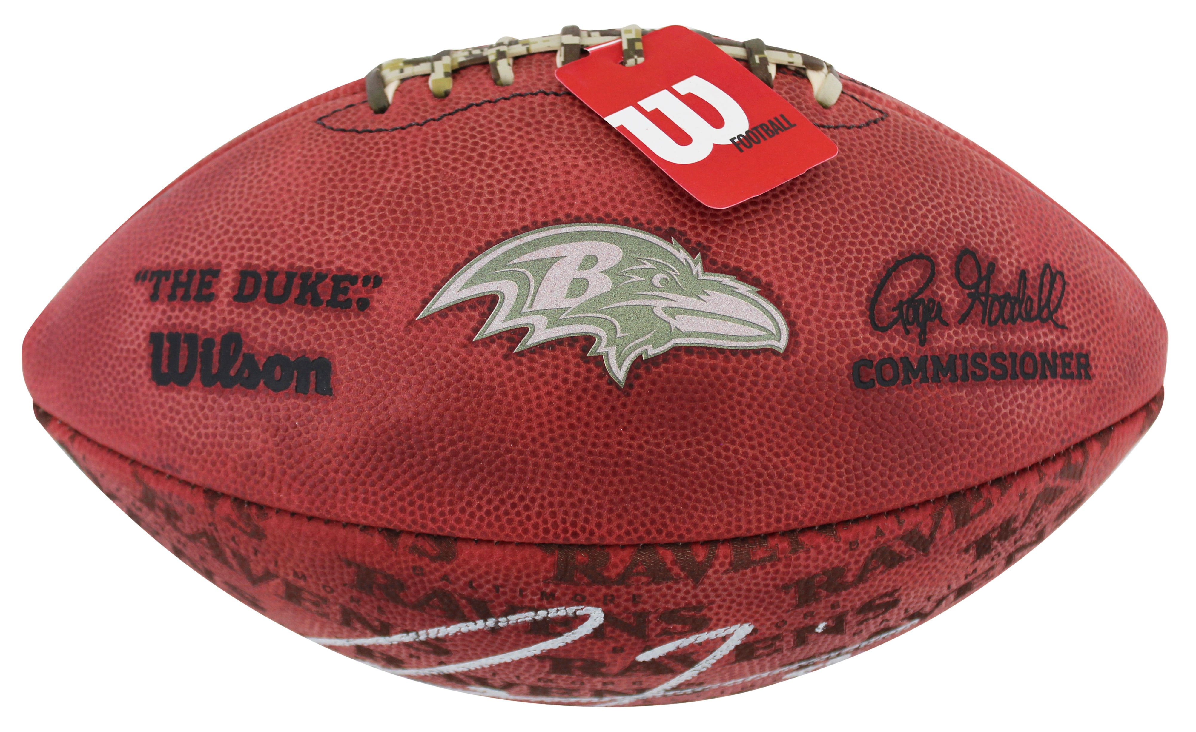 Ravens Ray Lewis Signed "The Duke" Team Showcase Football W/ Case BAS Witnessed