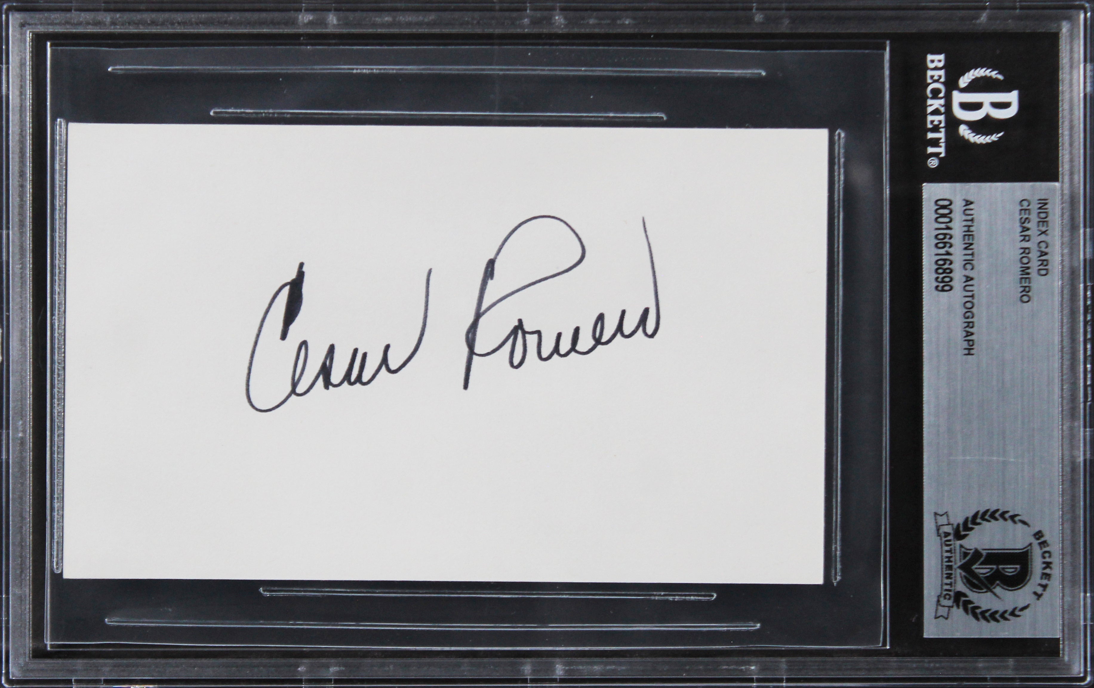 Cesar Romero Batman Authentic Signed 3x5 Index Card Autographed BAS Slabbed 3