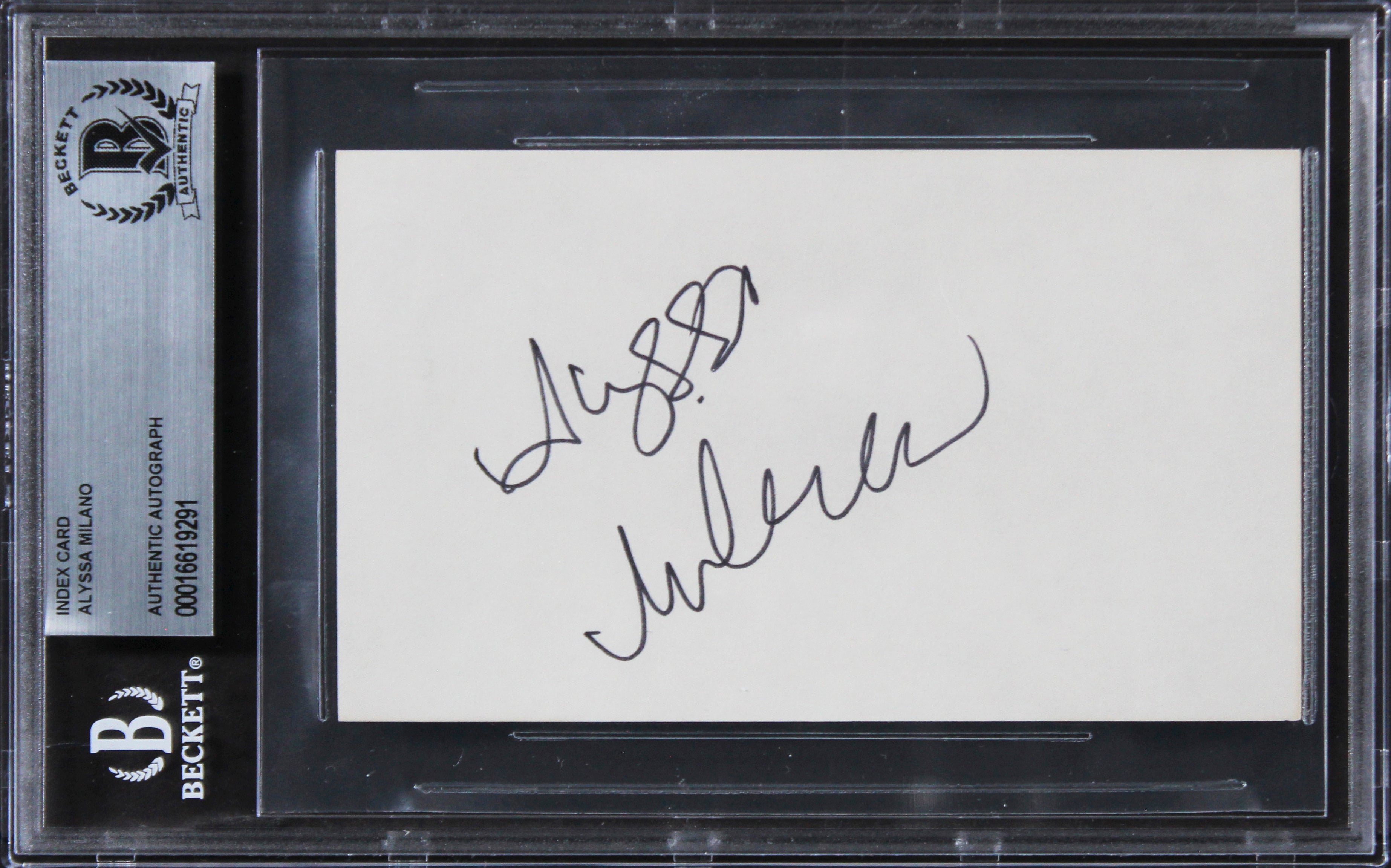 Alyssa Milano Charmed Authentic Signed 3x5 Index Card Autographed BAS Slabbed