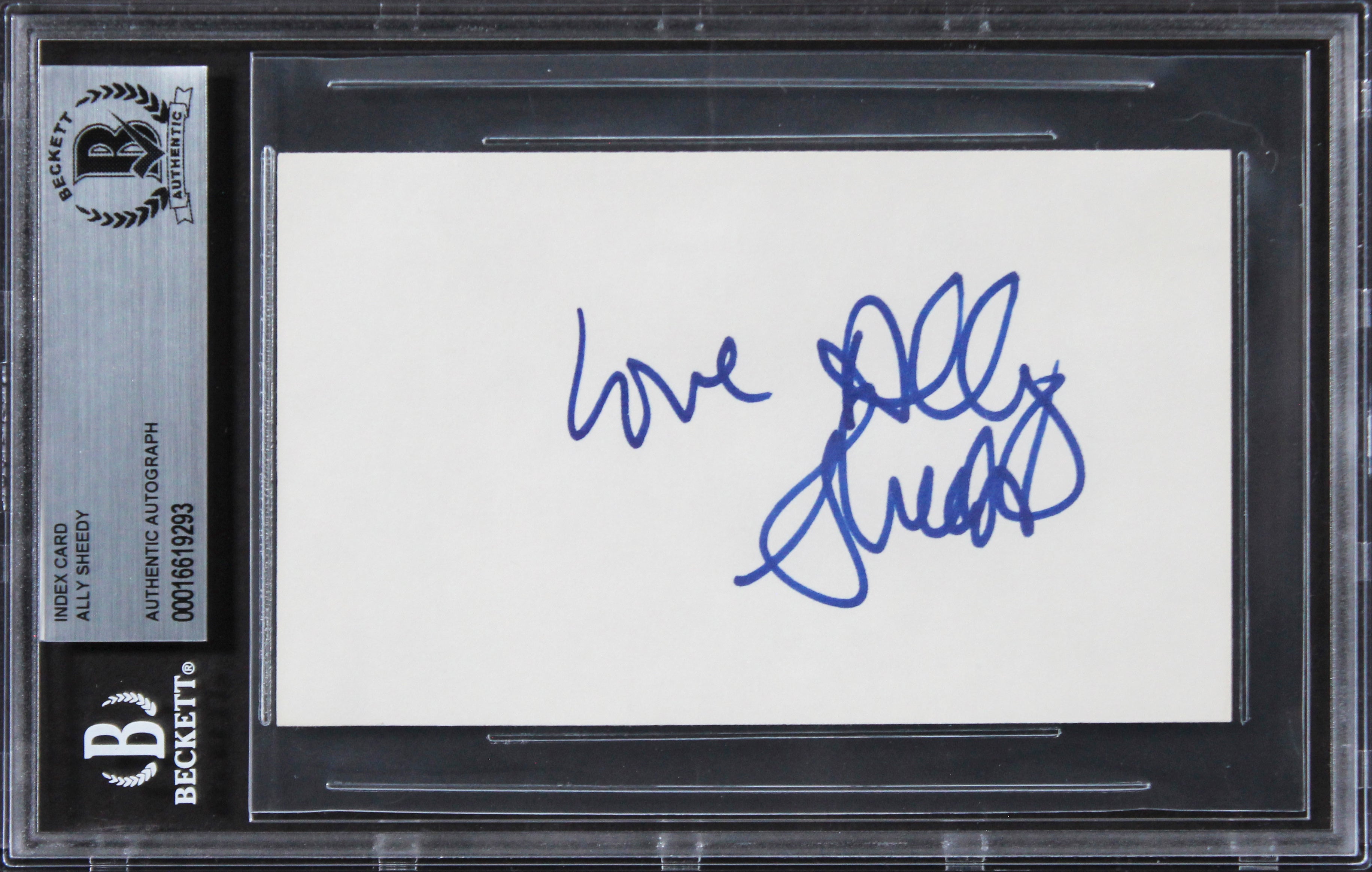 Ally Sheedy The Breakfast Club "Love" Signed 3x5 Index Card BAS Slabbed