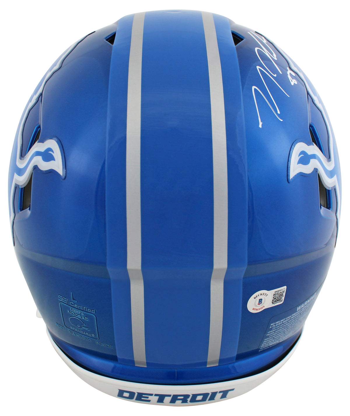 Lions T.J. Hockenson Signed Flash Full Size Speed Proline Helmet BAS Witnessed